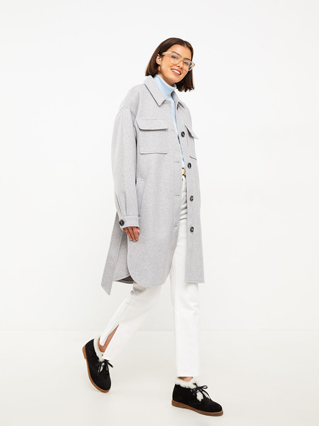 Shirt Neck Regular Long Sleeve Women's Cachet Coat-1