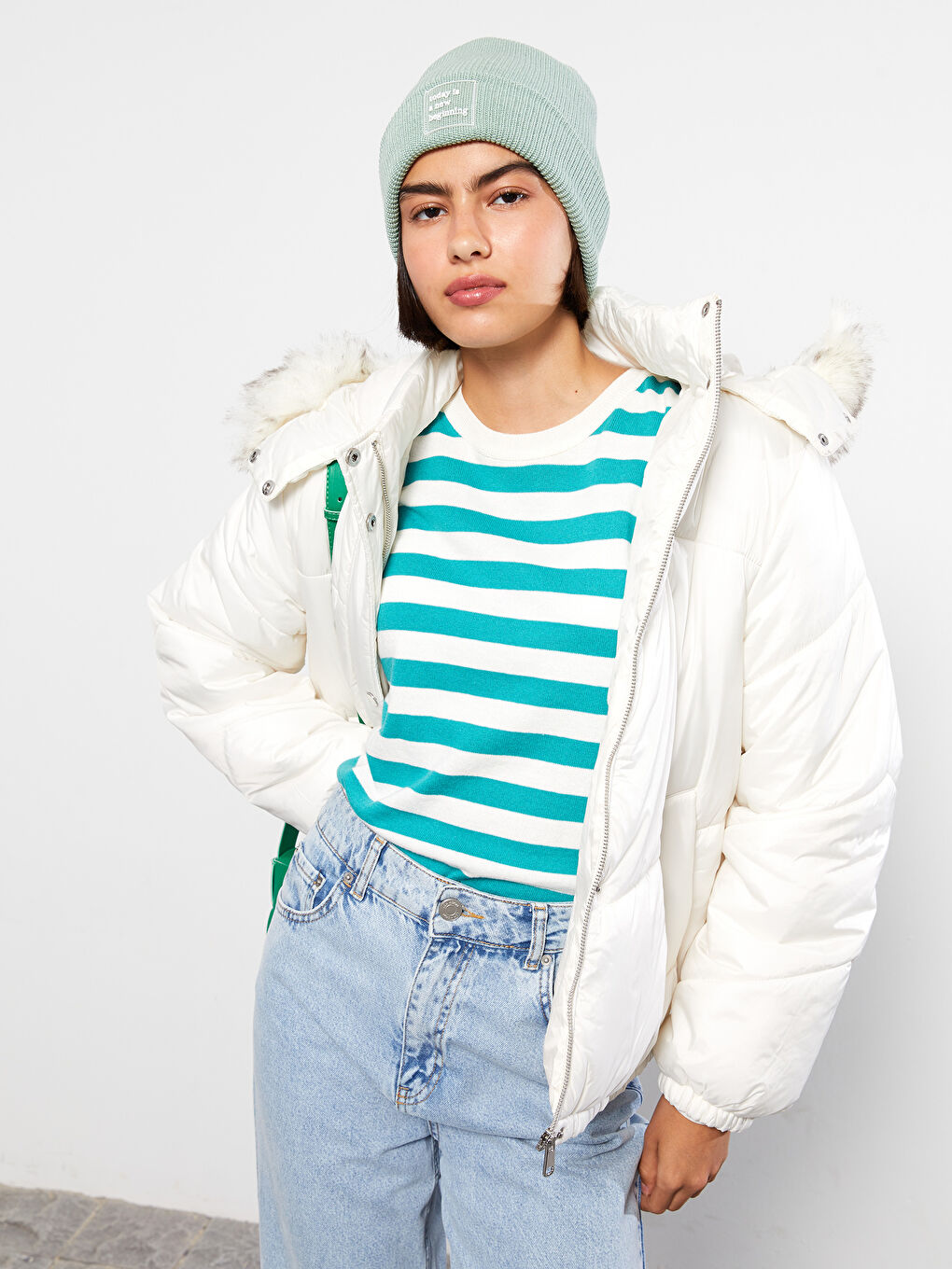 Women's Hooded Plain Puffer Coat-1