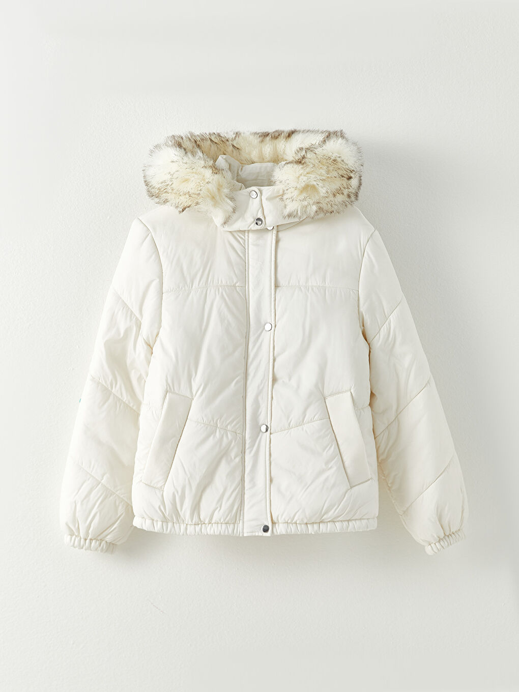 Women's Hooded Plain Puffer Coat-5