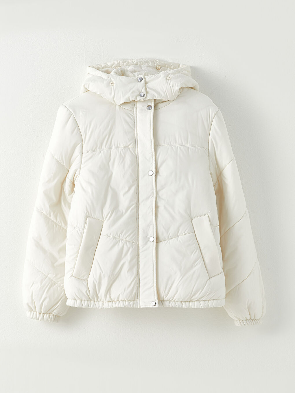 Women's Hooded Plain Puffer Coat-7
