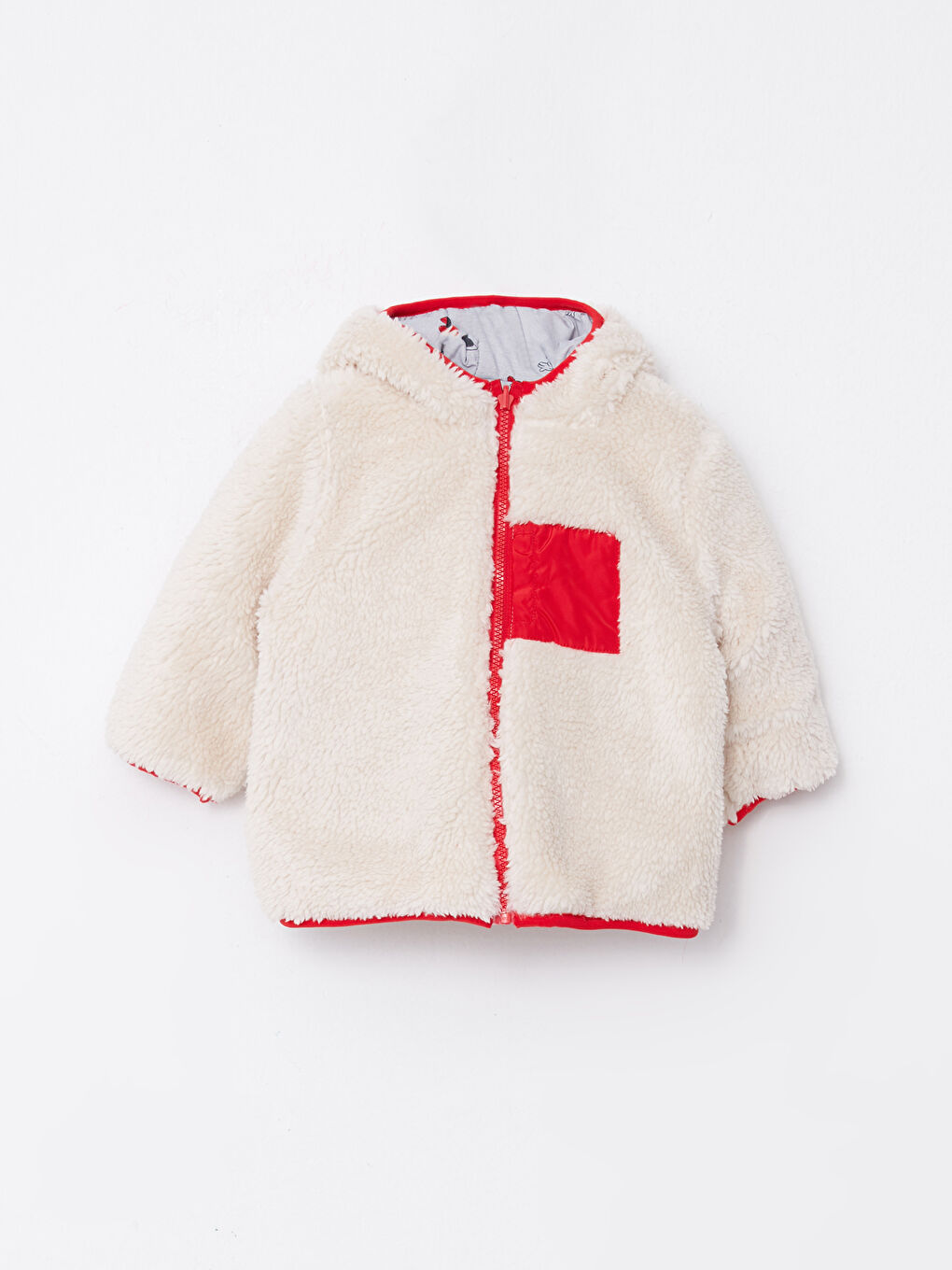 Gri Kapüşonlu Uzun Kollu Minnie Mouse Baskılı Kız Bebek Mont-2