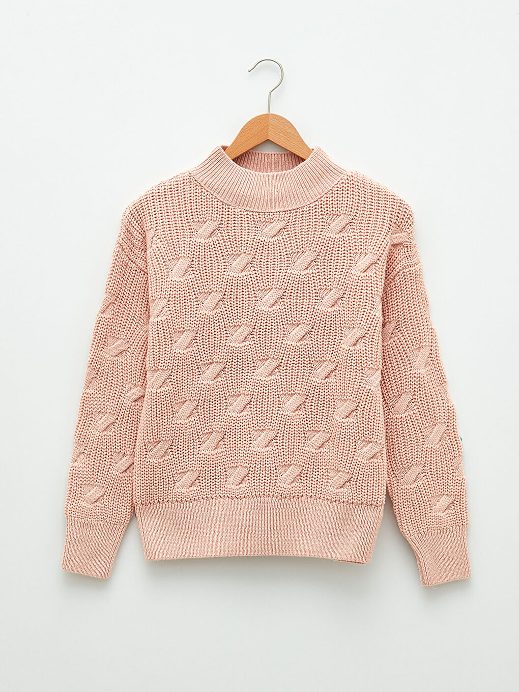 Half Turtleneck Self Patterned Long Sleeve Women's Tricot Sweater-4