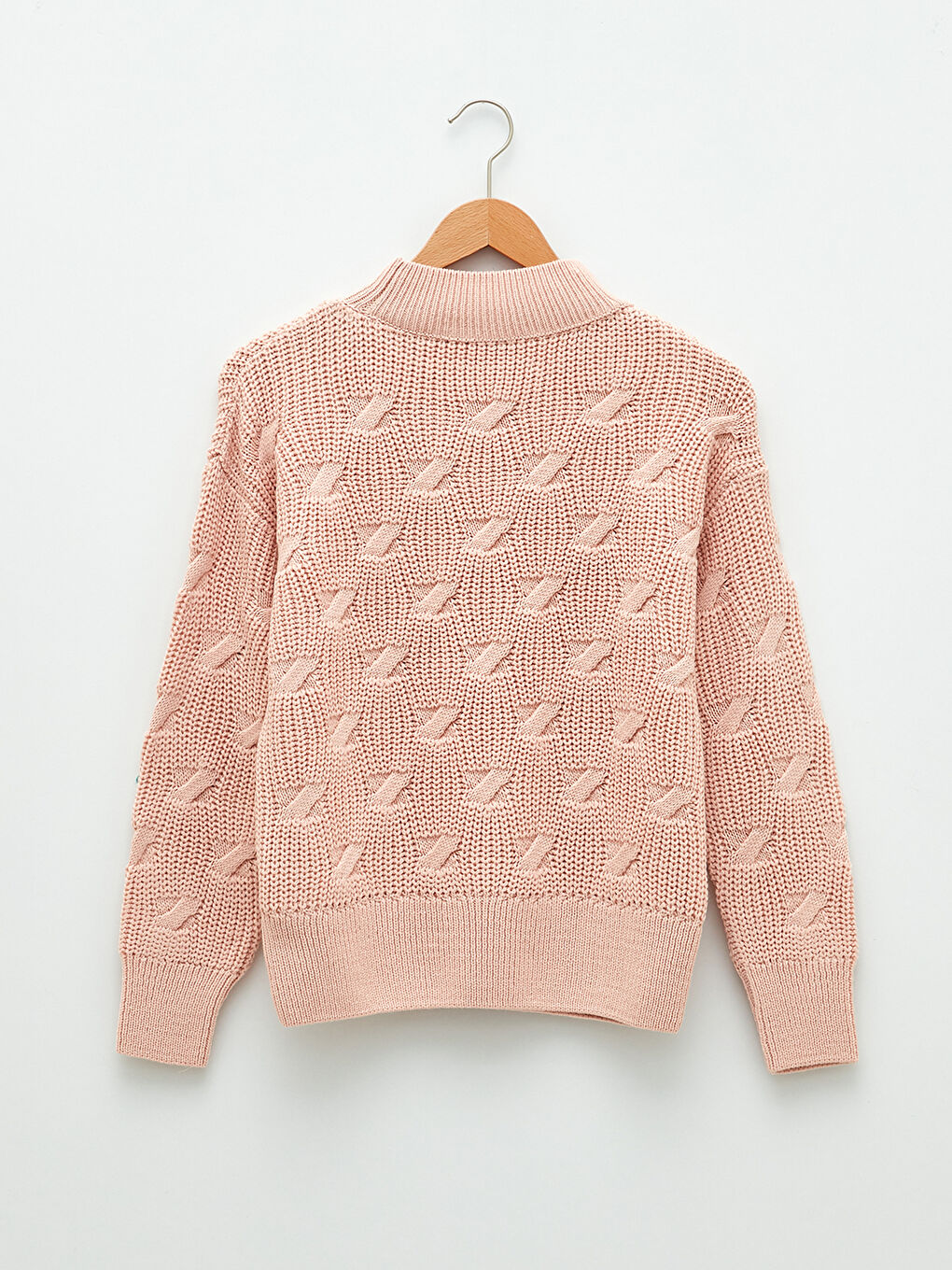 Half Turtleneck Self Patterned Long Sleeve Women's Tricot Sweater-5