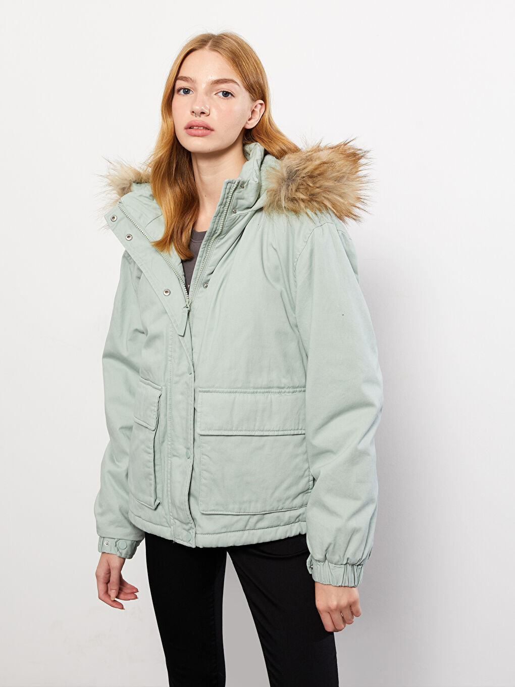 Hooded Regular Long Sleeve Women's Parka-1