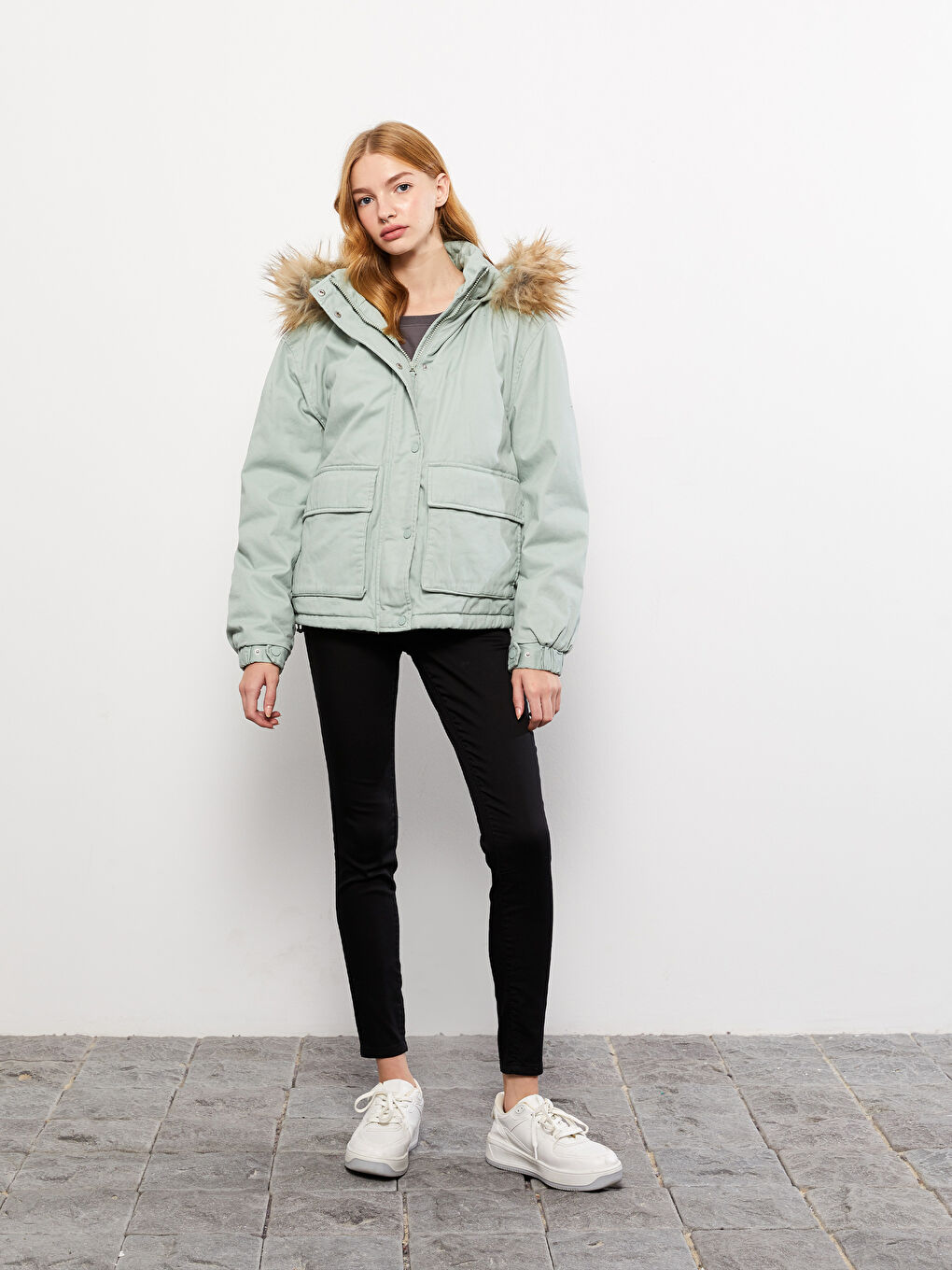 Hooded Regular Long Sleeve Women's Parka-2