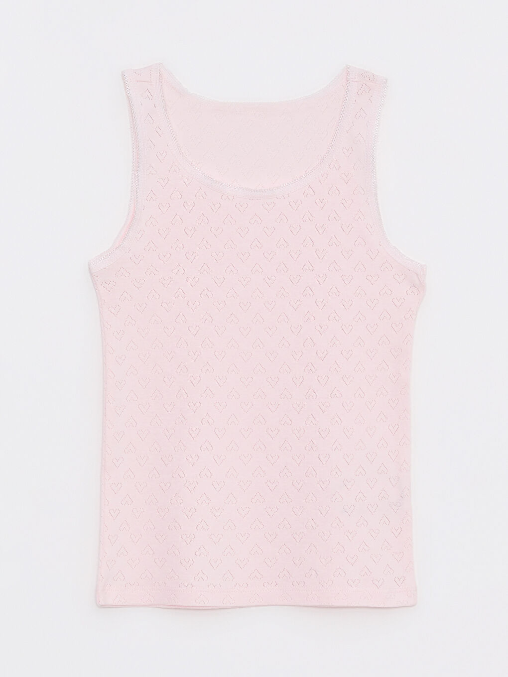 Beyaz Bisiklet Yaka Kendinden Desenli Kız Çocuk Atlet 2'li-1