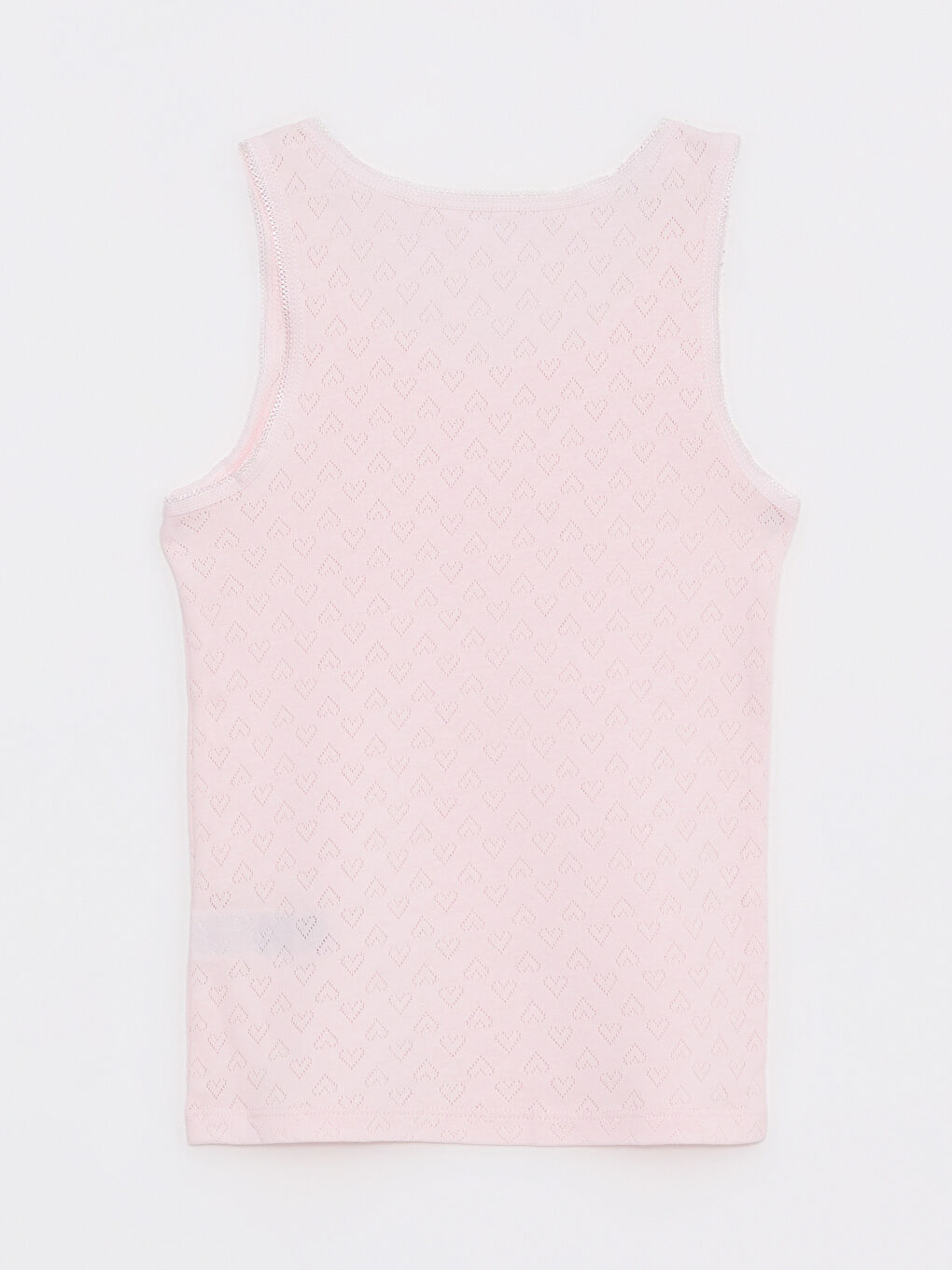 Beyaz Bisiklet Yaka Kendinden Desenli Kız Çocuk Atlet 2'li-3