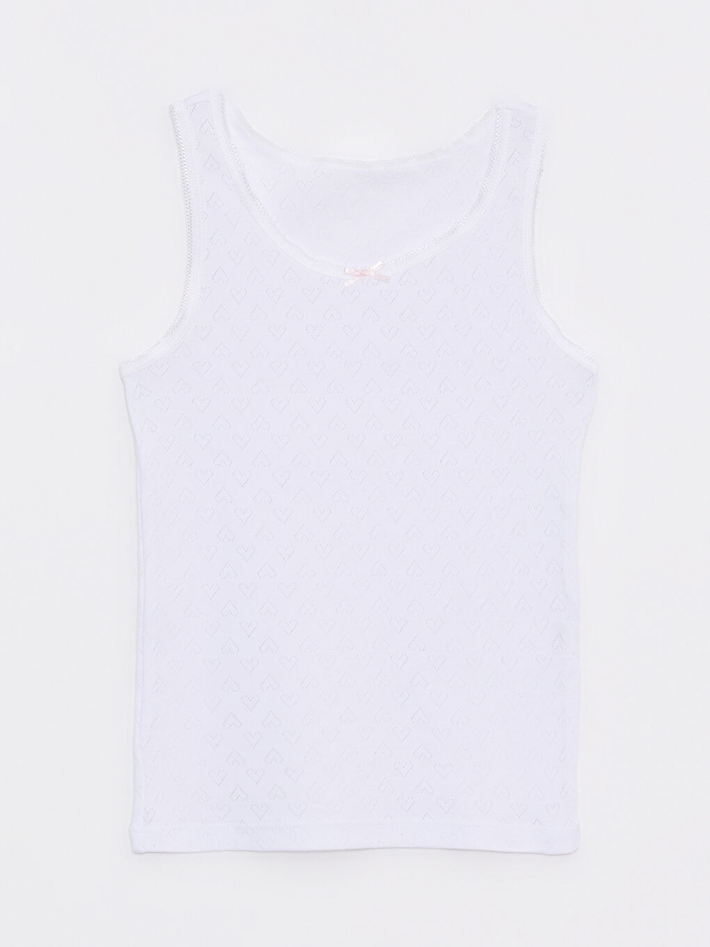 Beyaz Bisiklet Yaka Kendinden Desenli Kız Çocuk Atlet 2'li-4