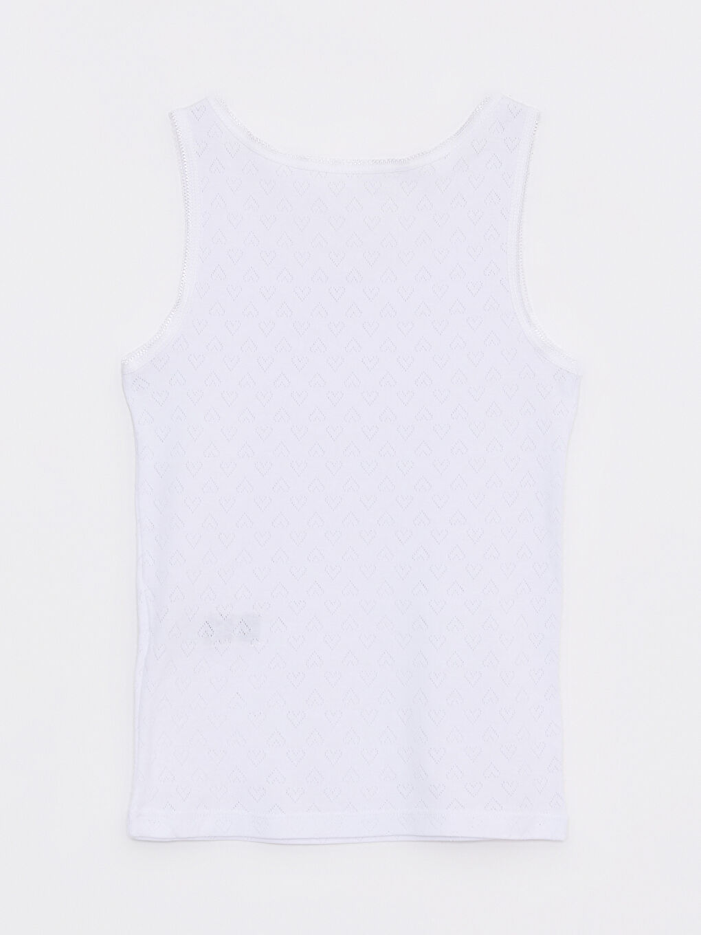 Beyaz Bisiklet Yaka Kendinden Desenli Kız Çocuk Atlet 2'li-5