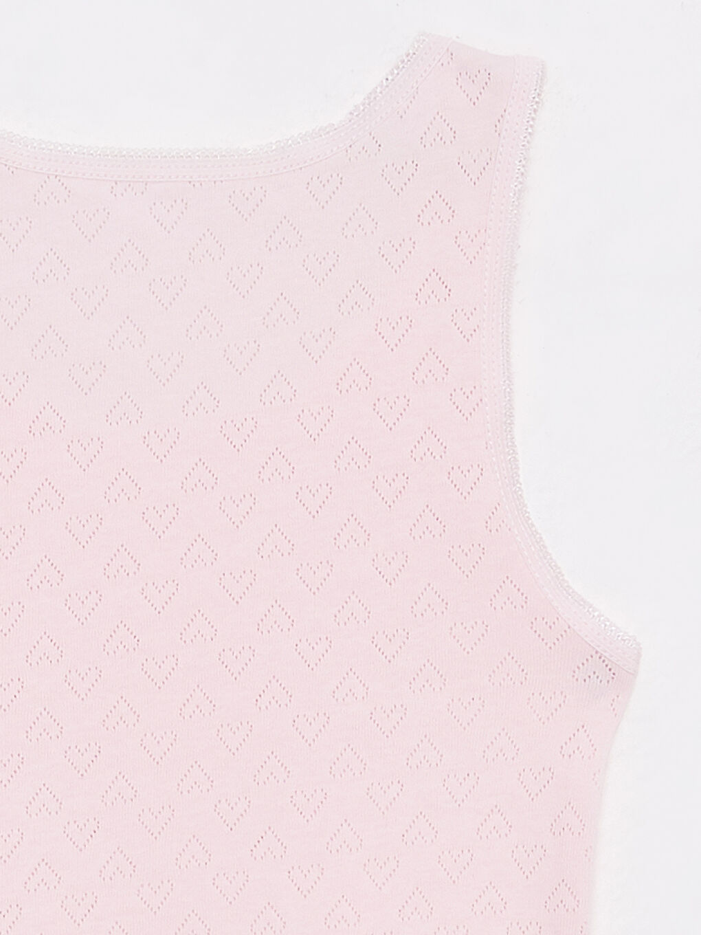 Beyaz Bisiklet Yaka Kendinden Desenli Kız Çocuk Atlet 2'li-2