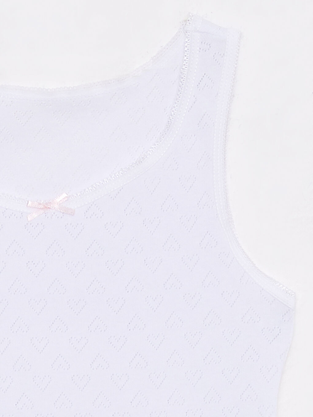 Beyaz Bisiklet Yaka Kendinden Desenli Kız Çocuk Atlet 2'li-7