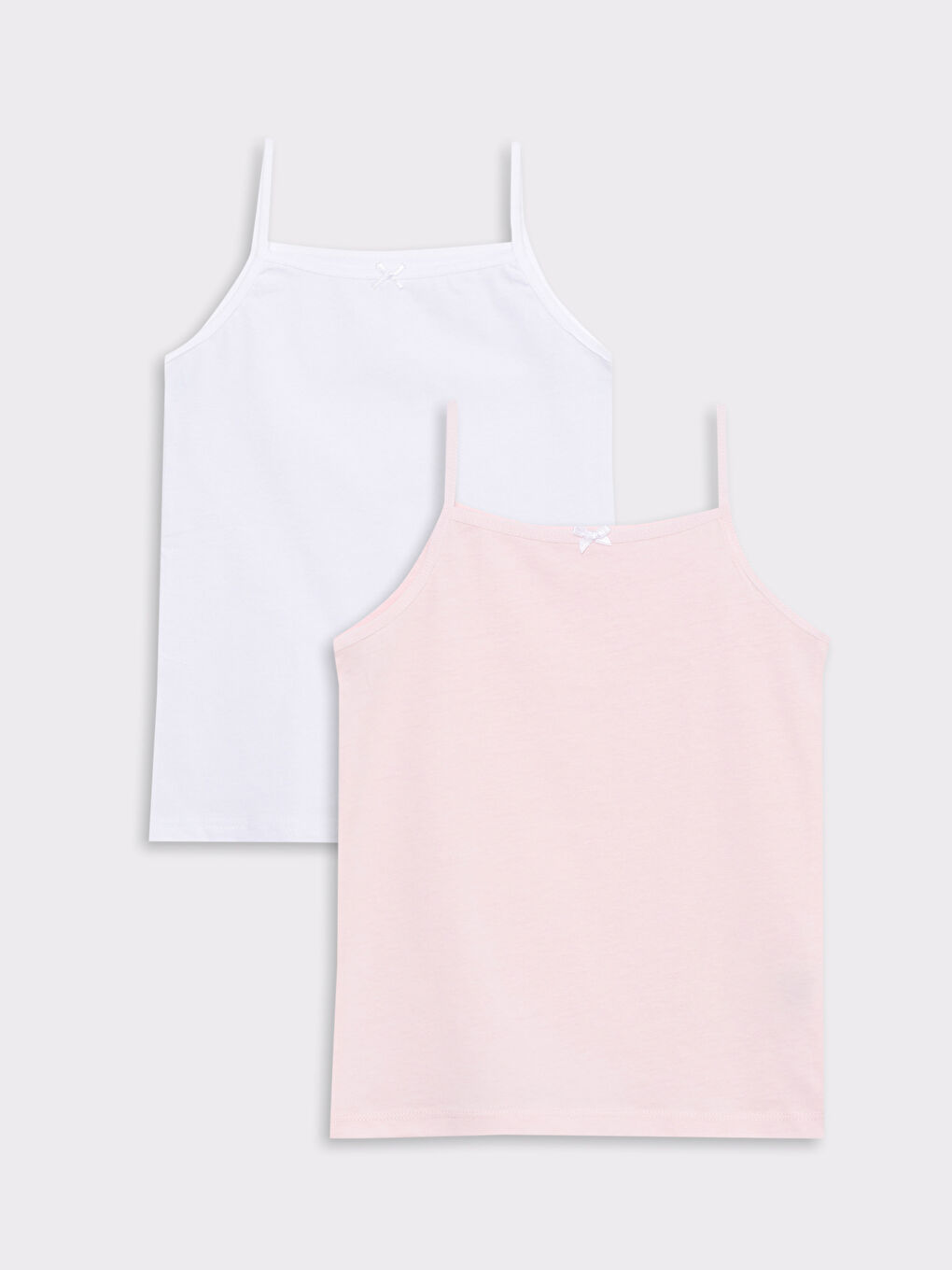 LCW Kids Square Collar Basic Suspended Cotton Girls' Athlete 2 Pack -W22748Z4-FSA