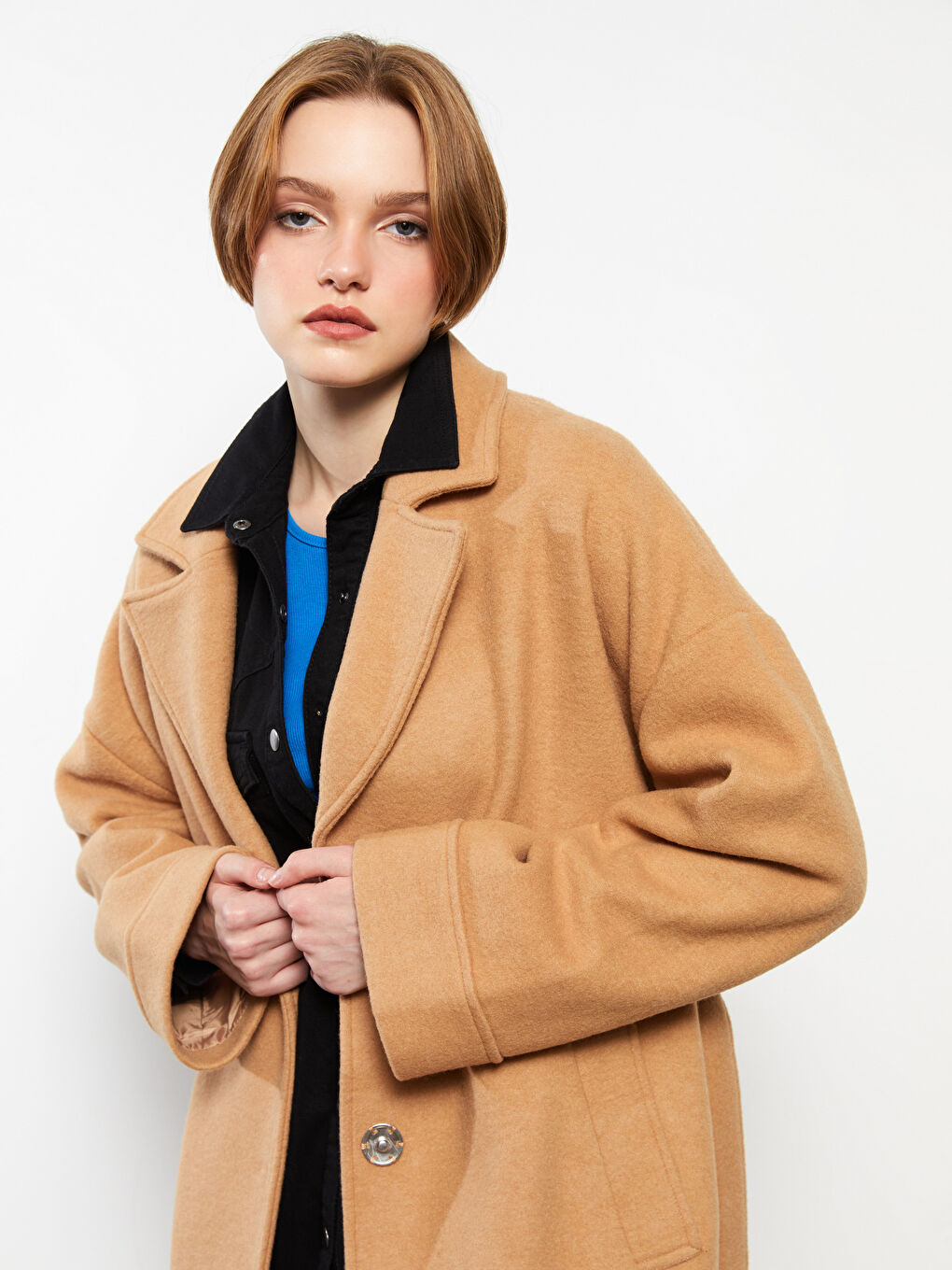 LC Waikiki Jacket Collar Women's Cachet Overcoat -W22757Z8-JLR