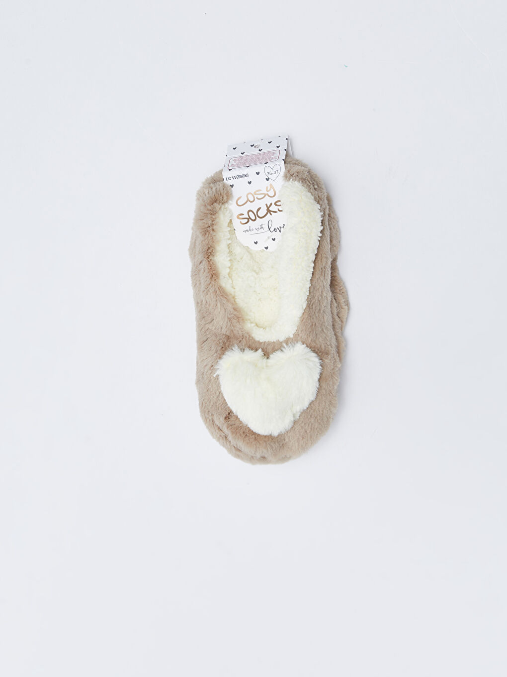 LCW DREAM Heart Detailed Plush Women's Home Socks -W22790Z8-FJS