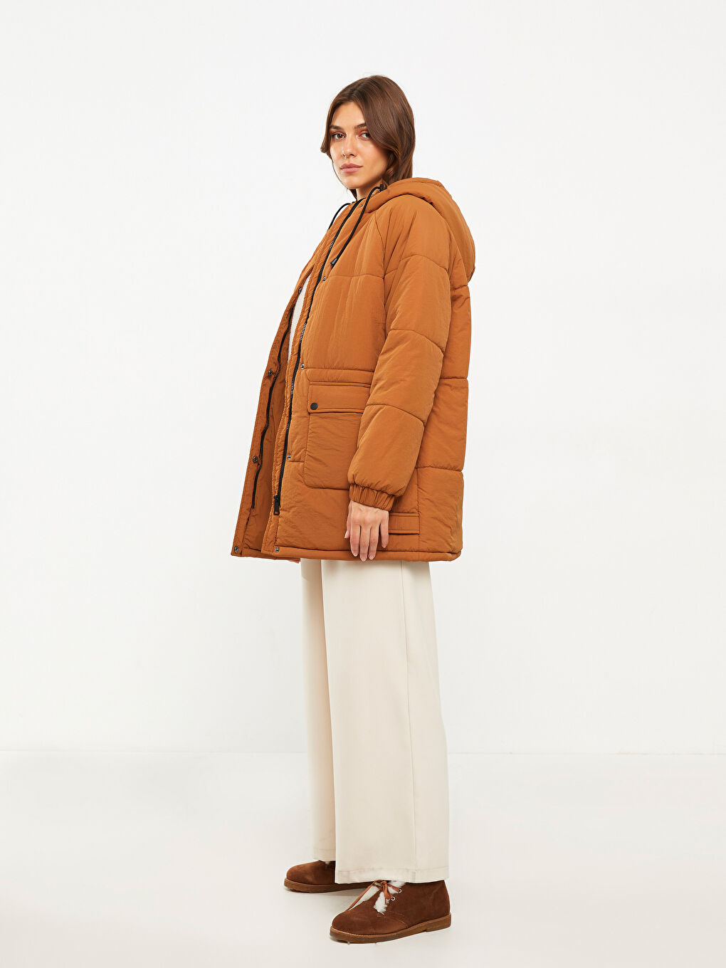Hooded Regular Long Sleeve Women's Parka -W22817Z8-DCJ