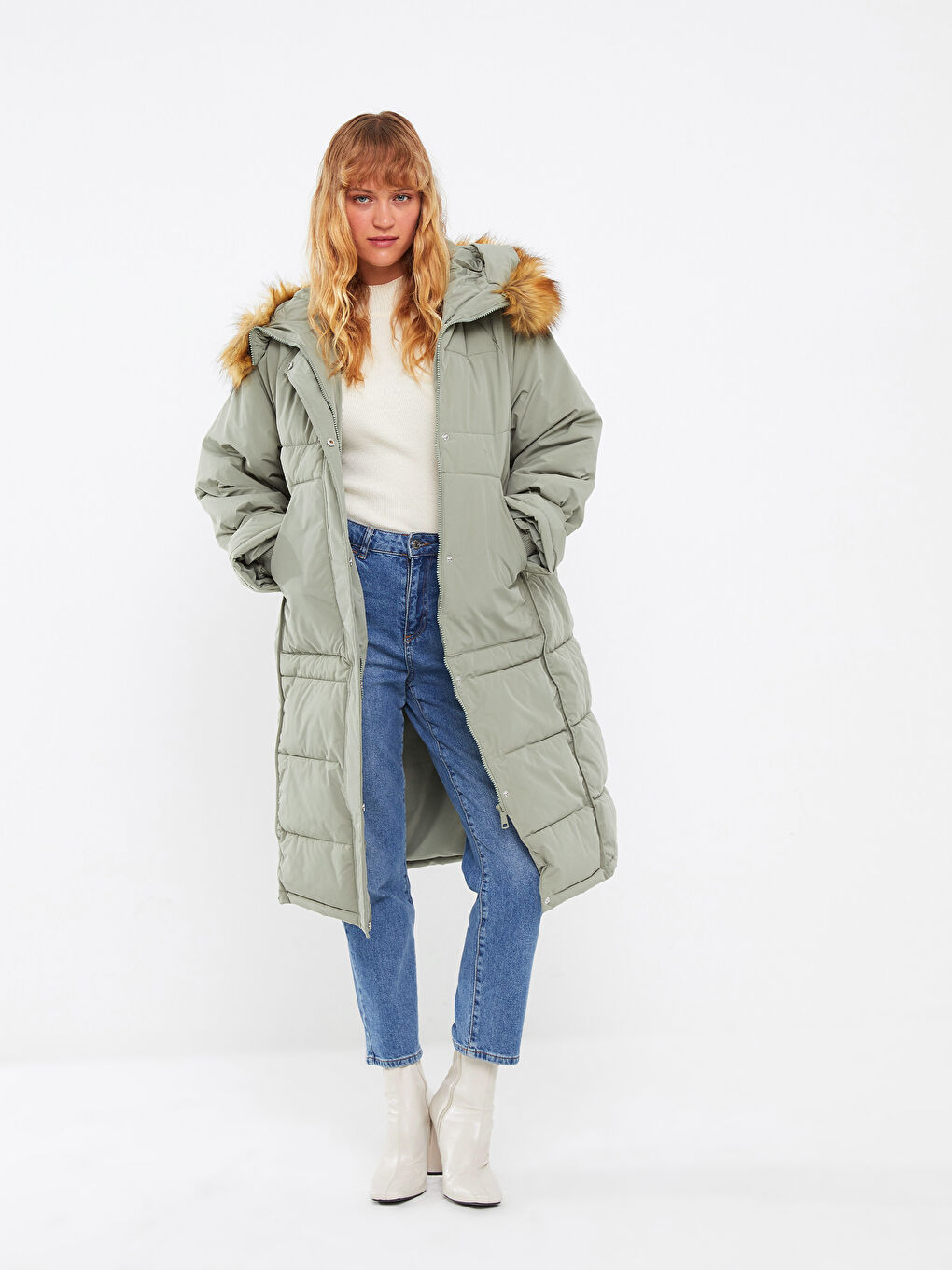 معطف باركا بكابوش كم طويل عادي للسيدات-2