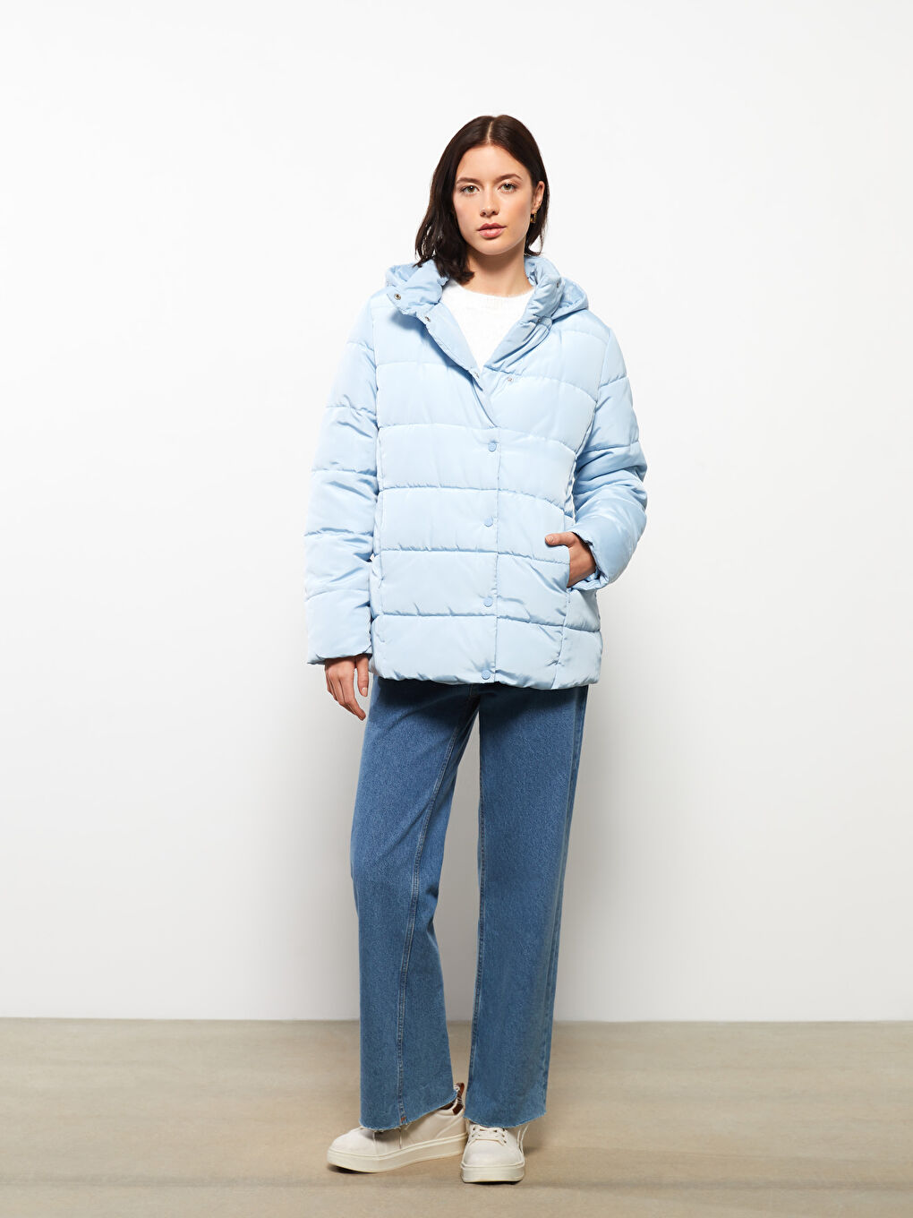 بالطو منتفخ سادة بكابوش للسيدات-2