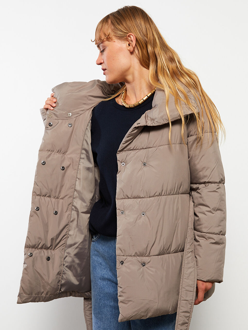 Turtle Neck Regular Long Sleeve Women's Puffer-2