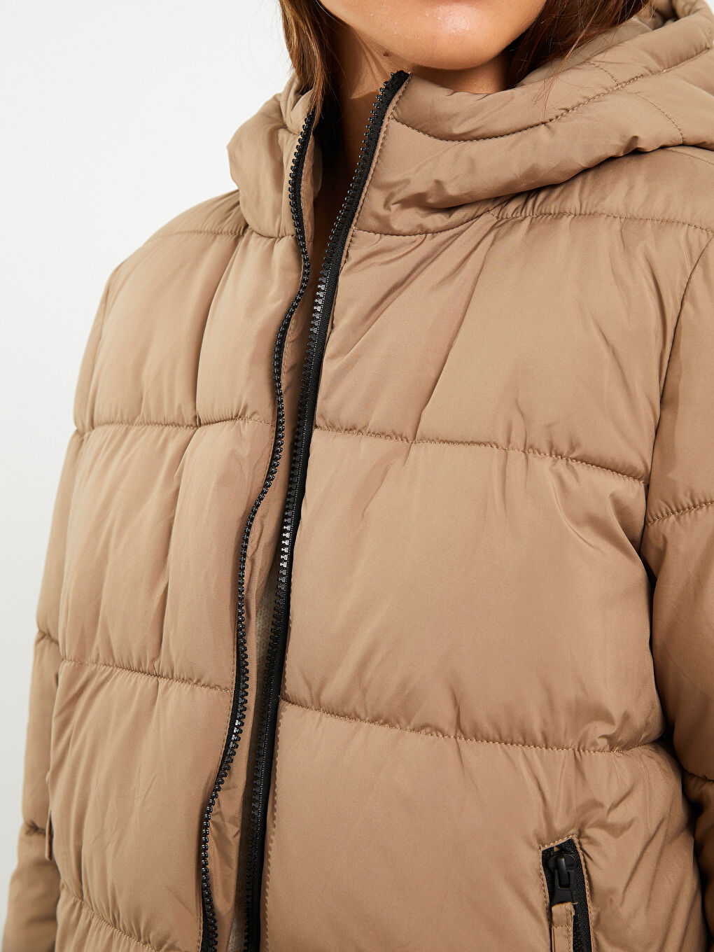 Žena BEŽ Puffer jakna/napuhana deblja jakna-5