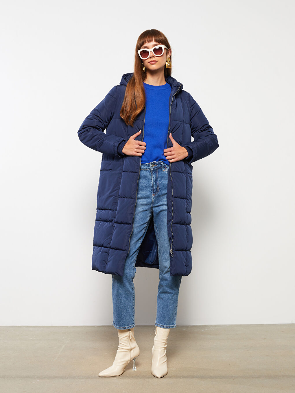 Manteau Bouffant Uni à Capuche pour Femmes