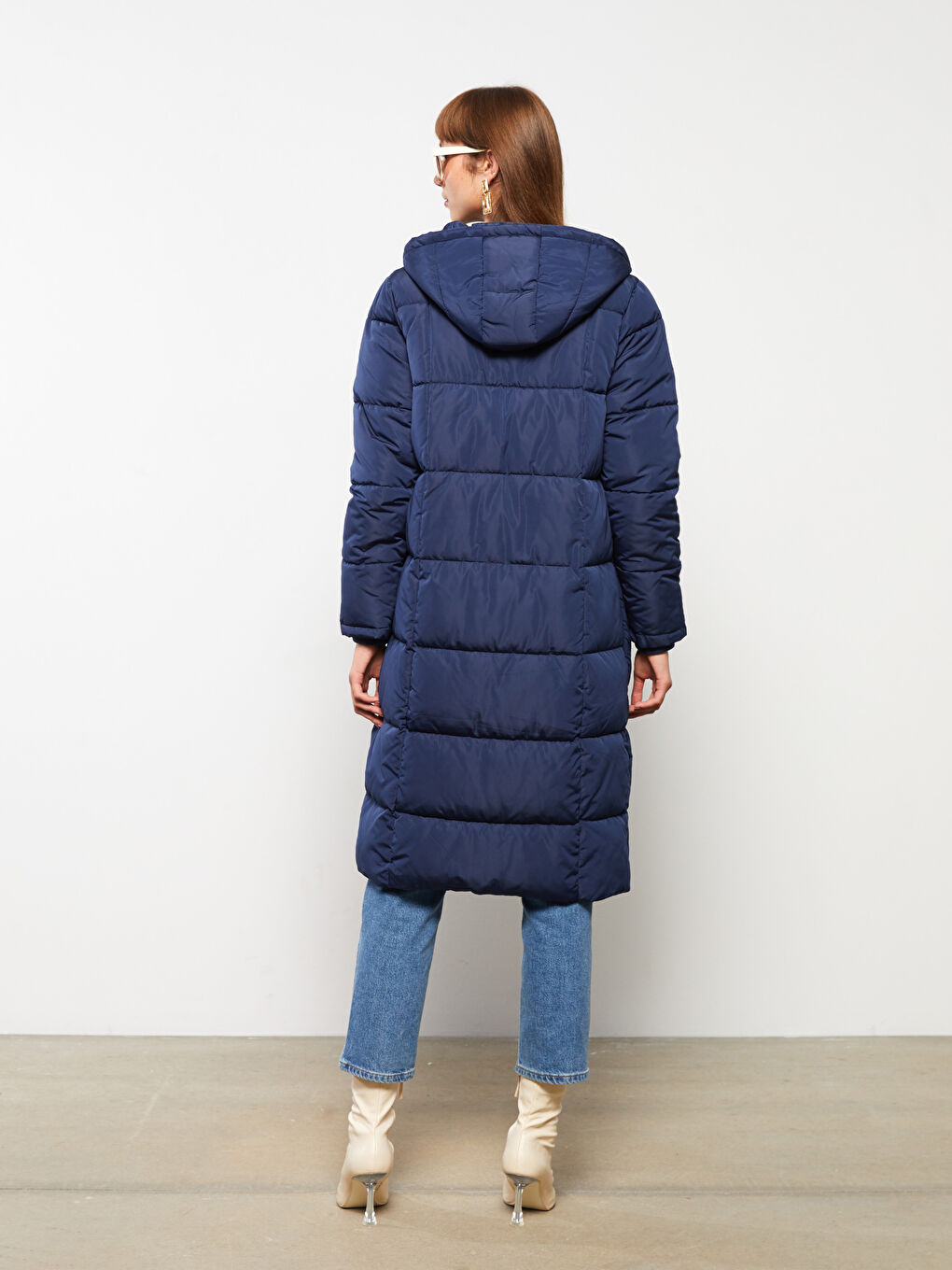 Manteau Bouffant Uni à Capuche pour Femmes-5