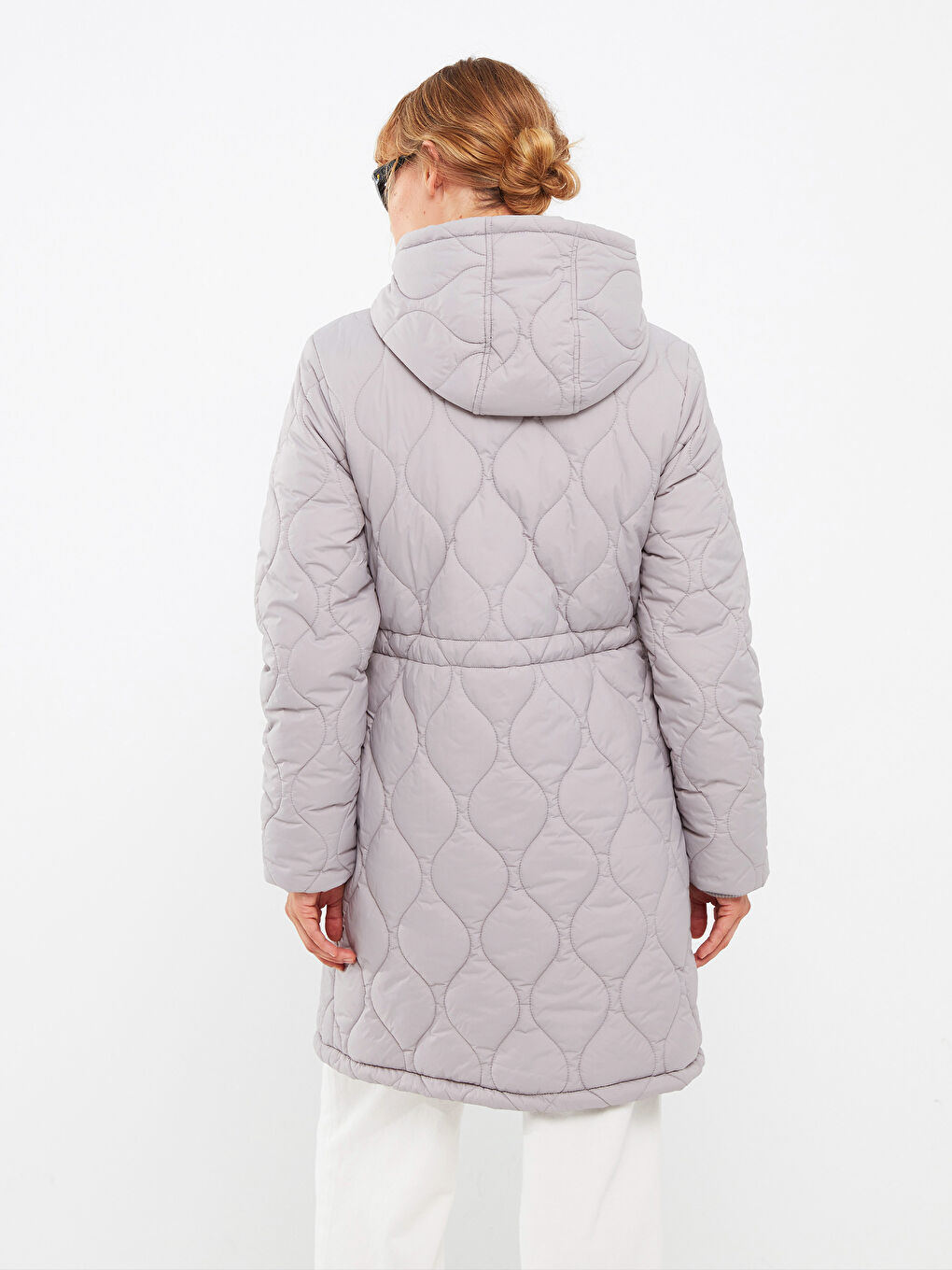 Hooded Quilted Women's Puffer Coat -W22827Z8-SGY
