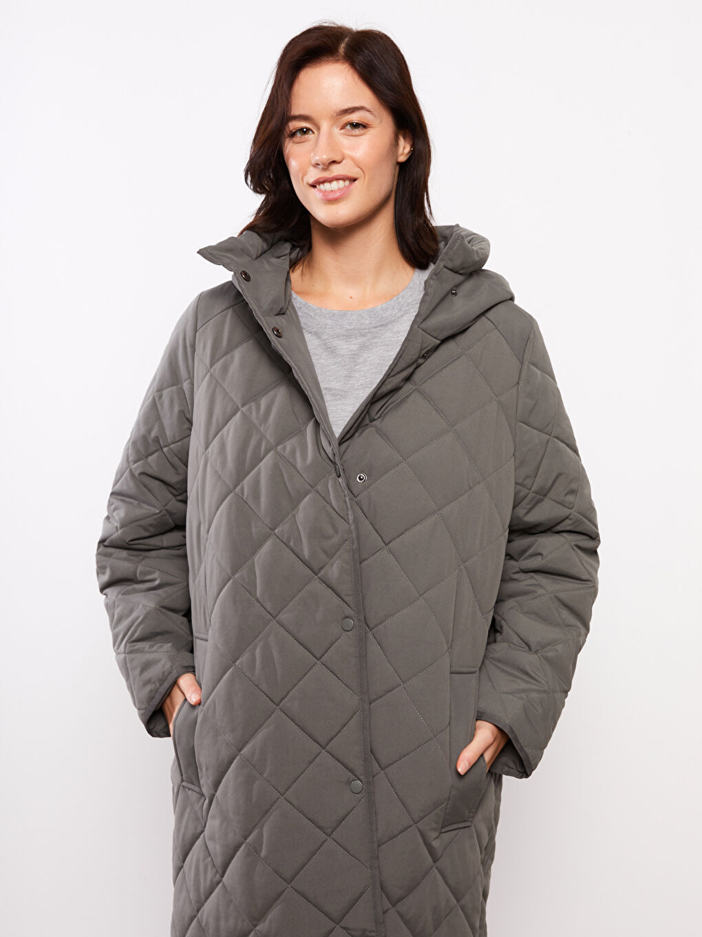 Hooded Quilted Women's Puffer Coat -W22830Z8-RYT