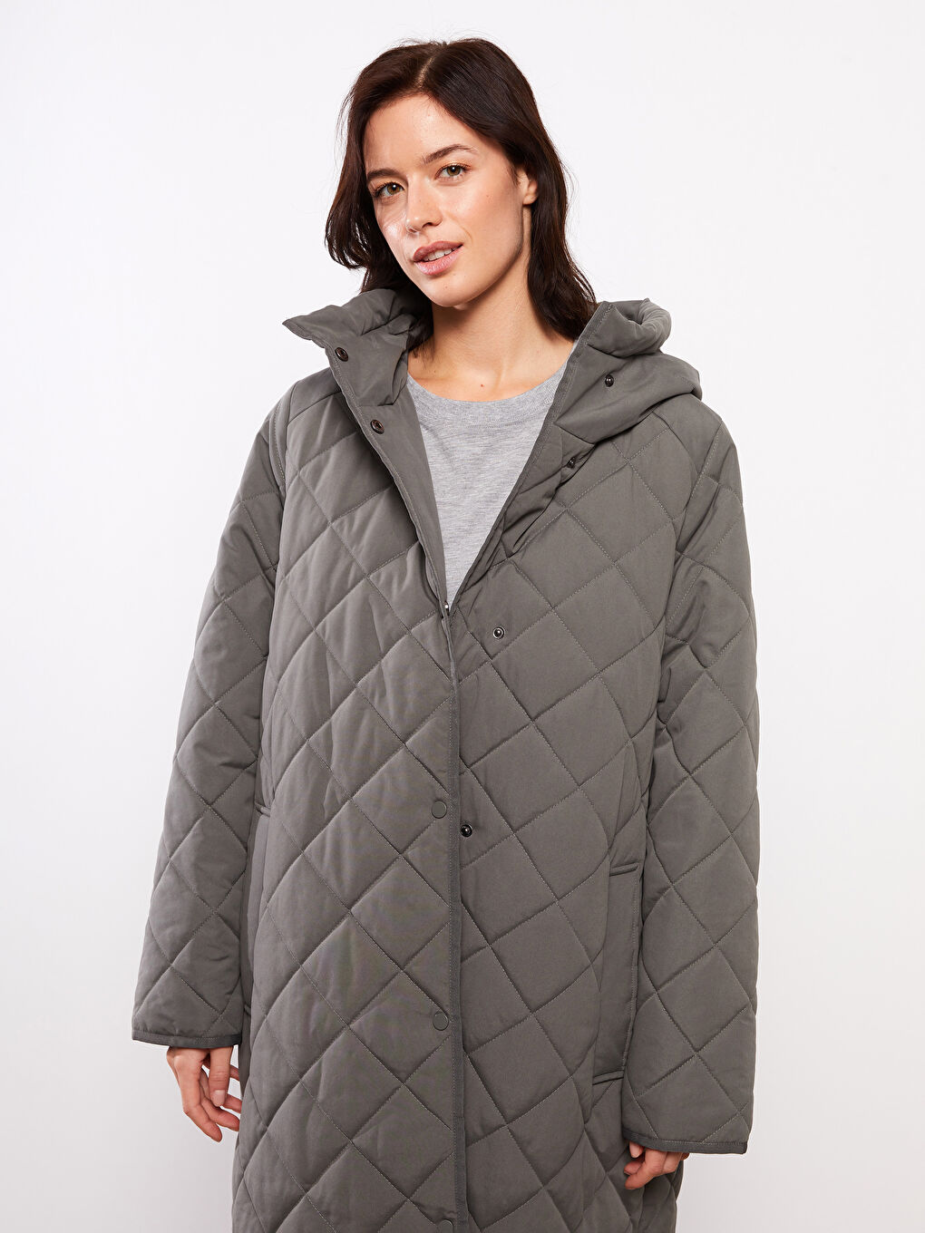 Hooded Quilted Women's Puffer Coat -W22830Z8-RYT