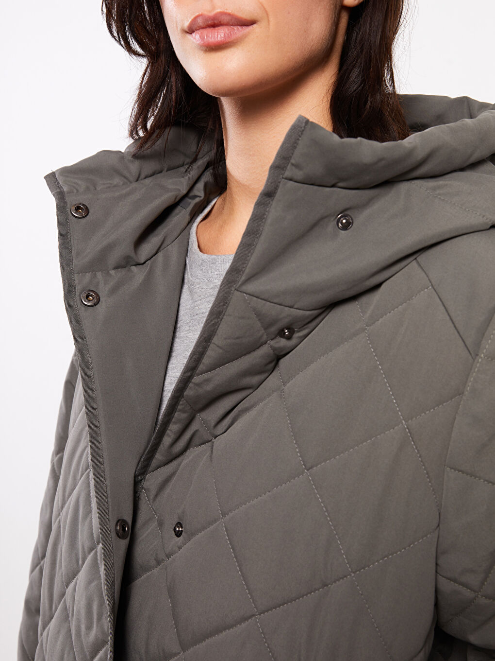 Hooded Quilted Women's Puffer Coat -W22830Z8-RYT