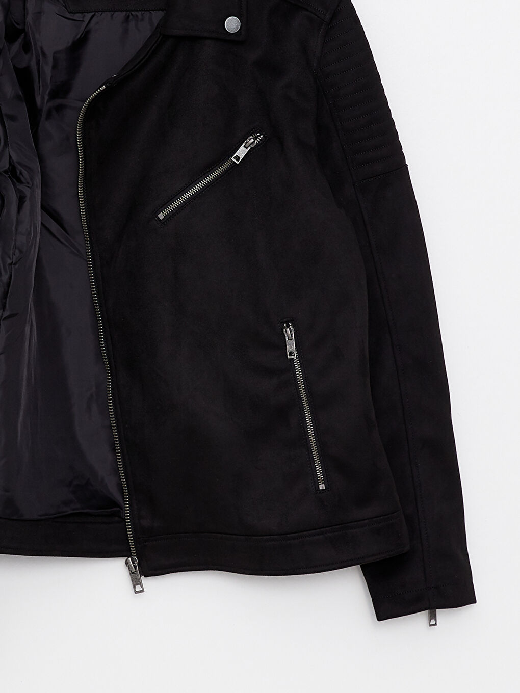 Slim Fit Collared Neck Men's Suede Coat-8