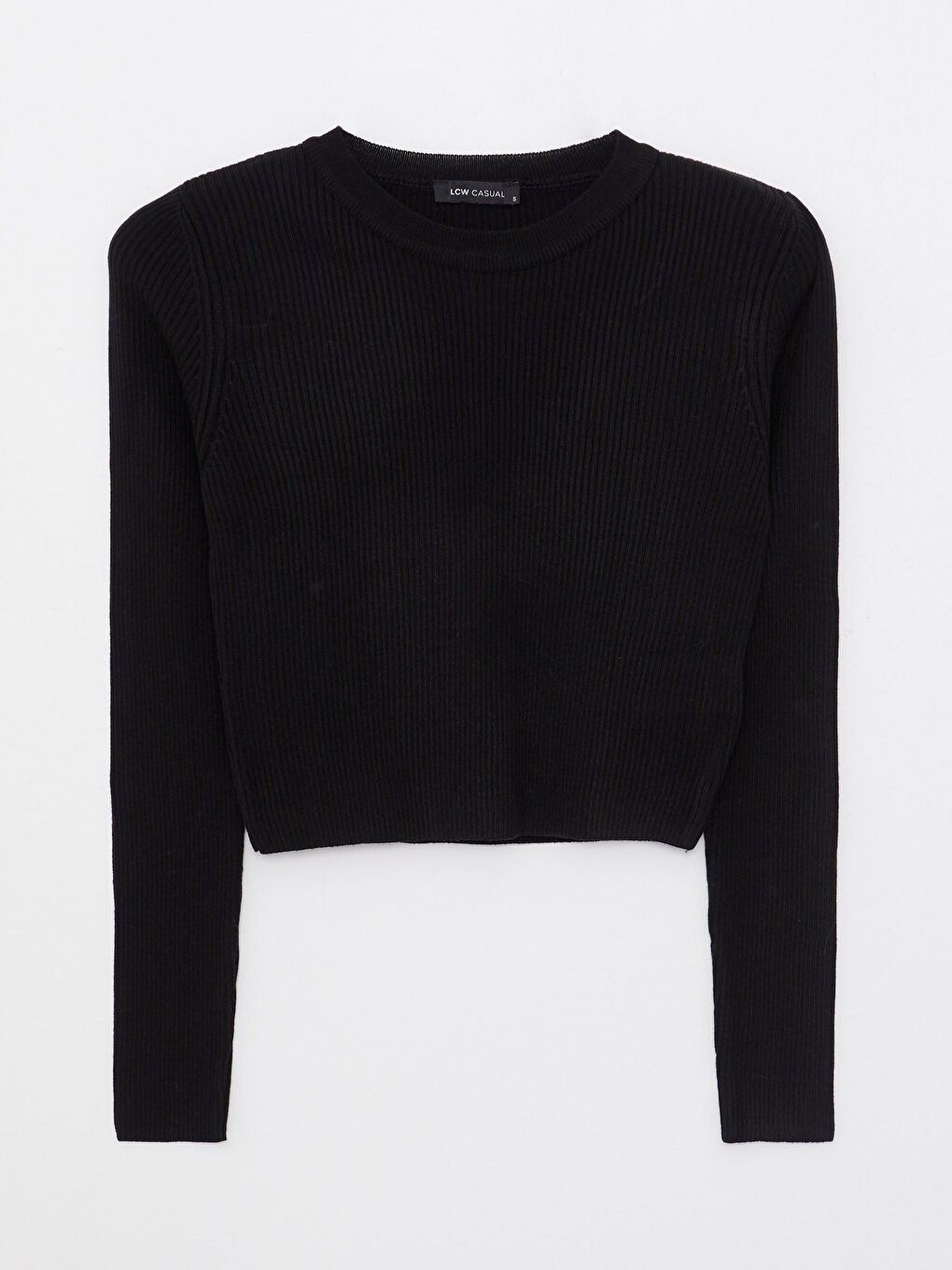 Пуловер с кръгло деколте, изчистен, дълъг ръкав, плетиво за жени-4