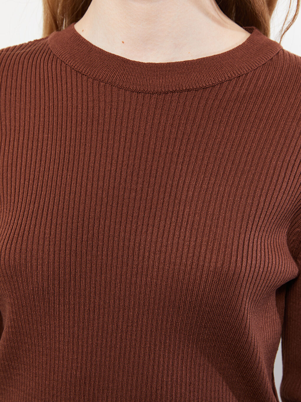 LCW Vision Rundhalsausschnitt Schlicht Langarm Damen Strickpullover -W22852Z8-HFD