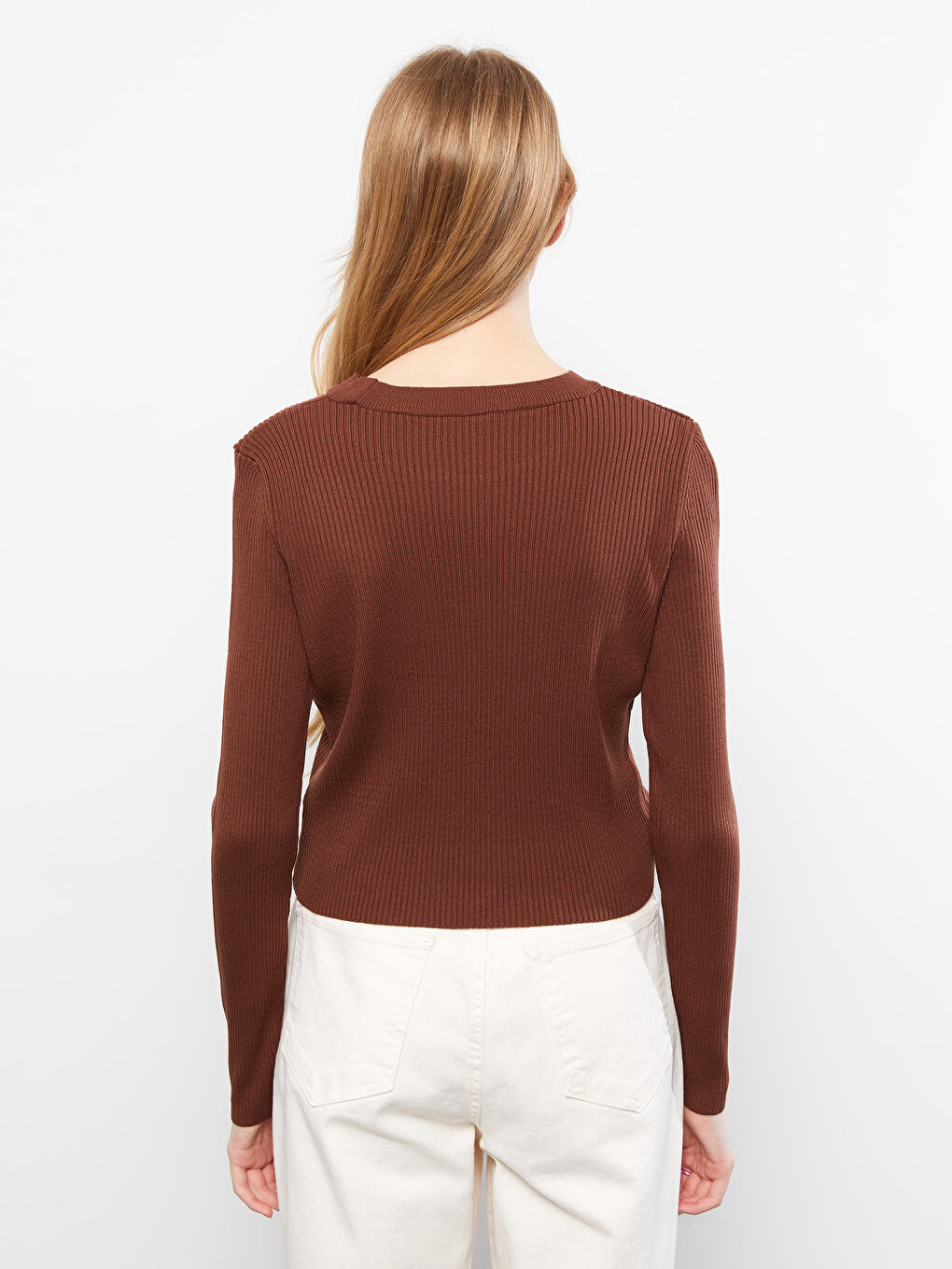 LCW Vision Rundhalsausschnitt Schlicht Langarm Damen Strickpullover -W22852Z8-HFD