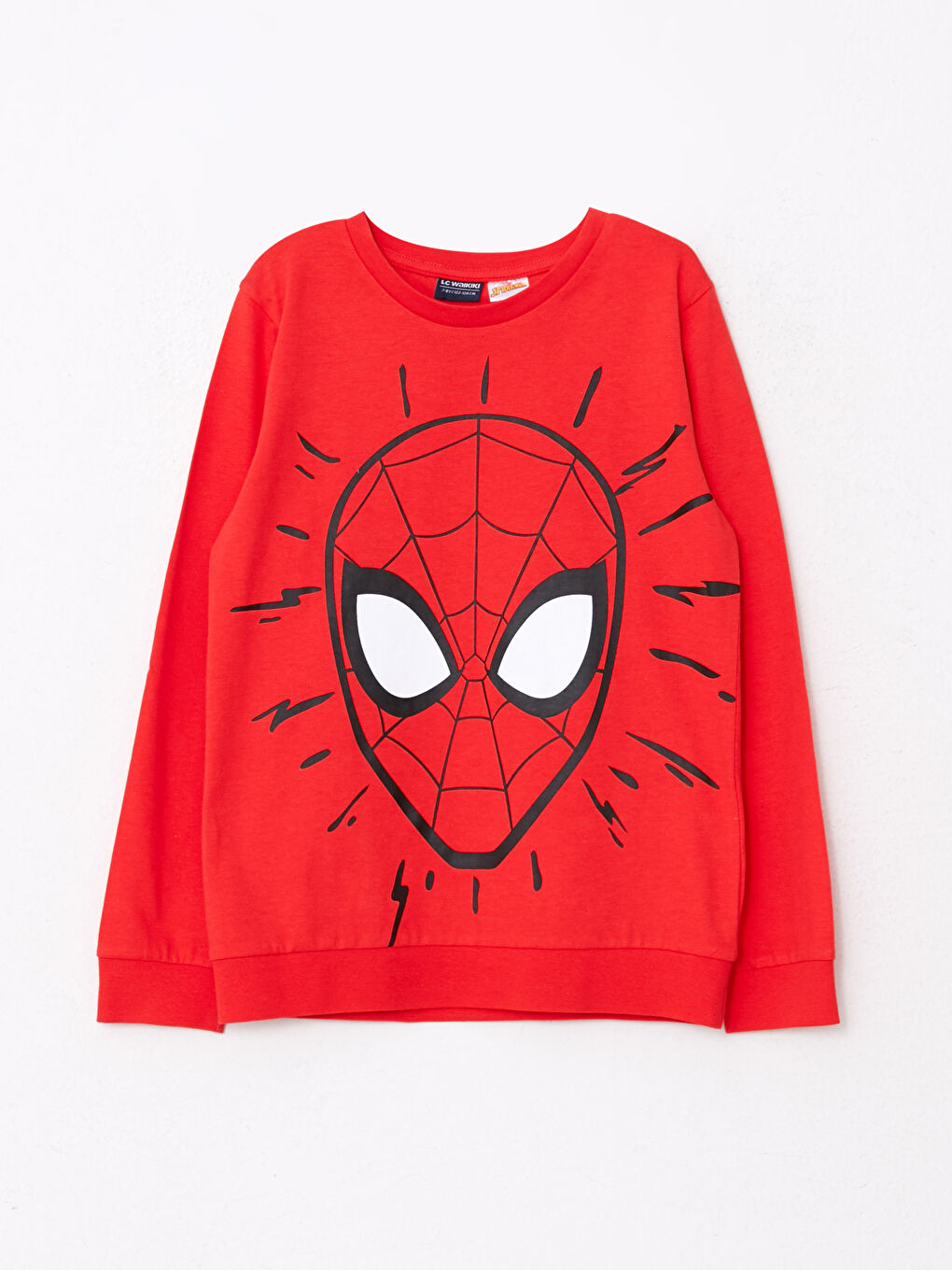 سويت شيرت وبنطلون رياضي للأولاد بطبعة سبايدرمان وياقة دائرية وكم طويل-1