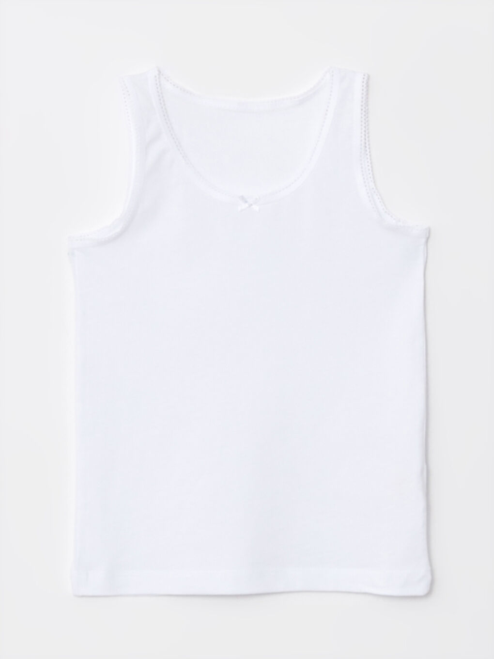 Beyaz Bisiklet Yaka Basic Pamuklu Kız Çocuk Atlet 2'li-2