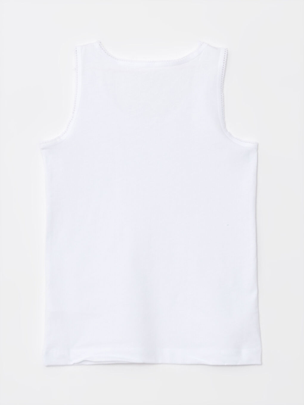 Beyaz Bisiklet Yaka Basic Pamuklu Kız Çocuk Atlet 2'li-3