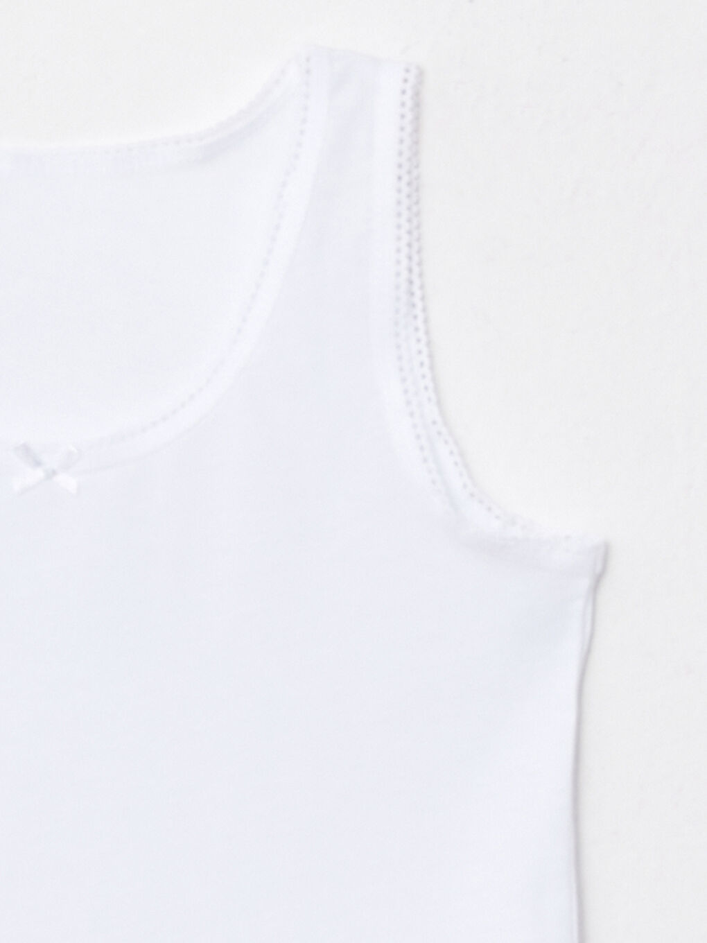 Beyaz Bisiklet Yaka Basic Pamuklu Kız Çocuk Atlet 2'li-4