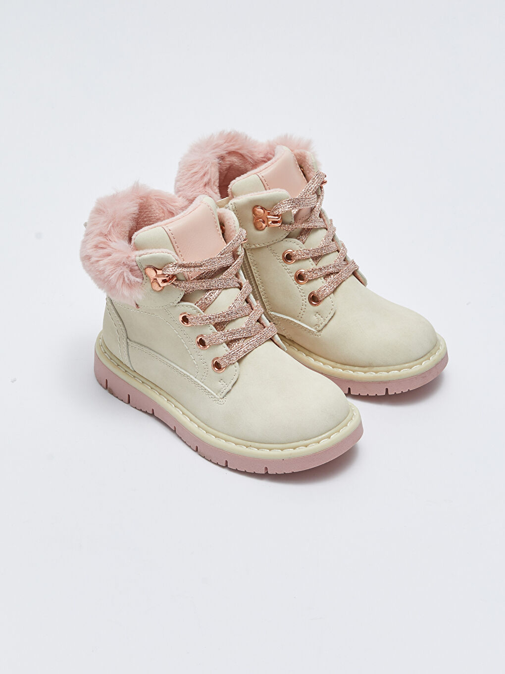 LCW STEPS Faux Leather Laces and Zipper Closure Girls' Boot -W22879Z1-SEP