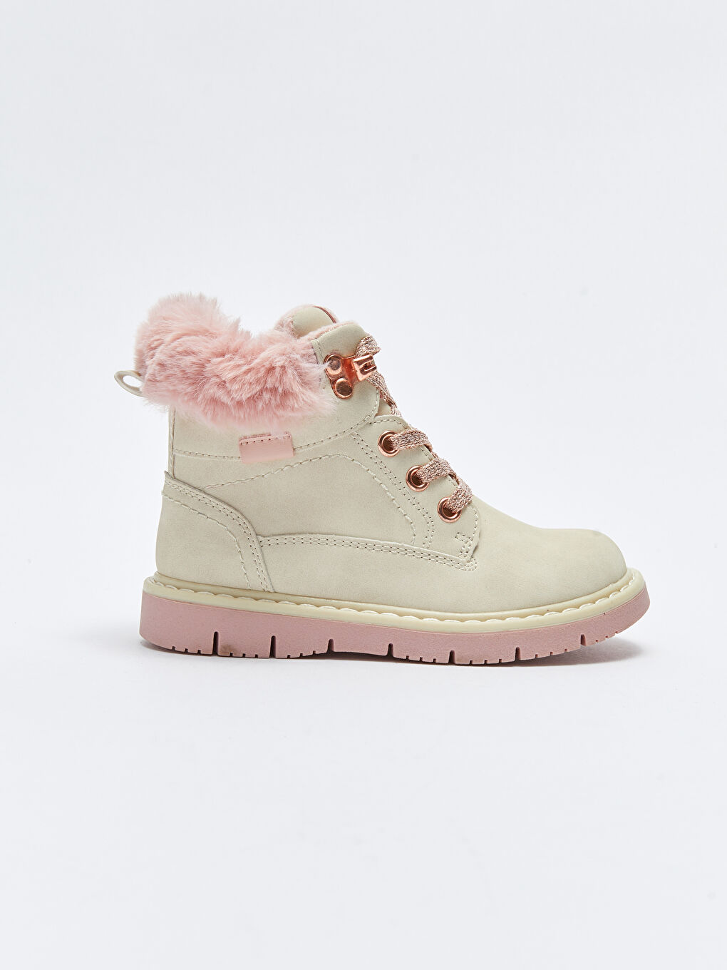 LCW STEPS Faux Leather Laces and Zipper Closure Girls' Boot -W22879Z1-SEP