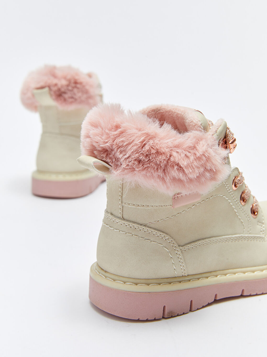 LCW STEPS Faux Leather Laces and Zipper Closure Girls' Boot -W22879Z1-SEP