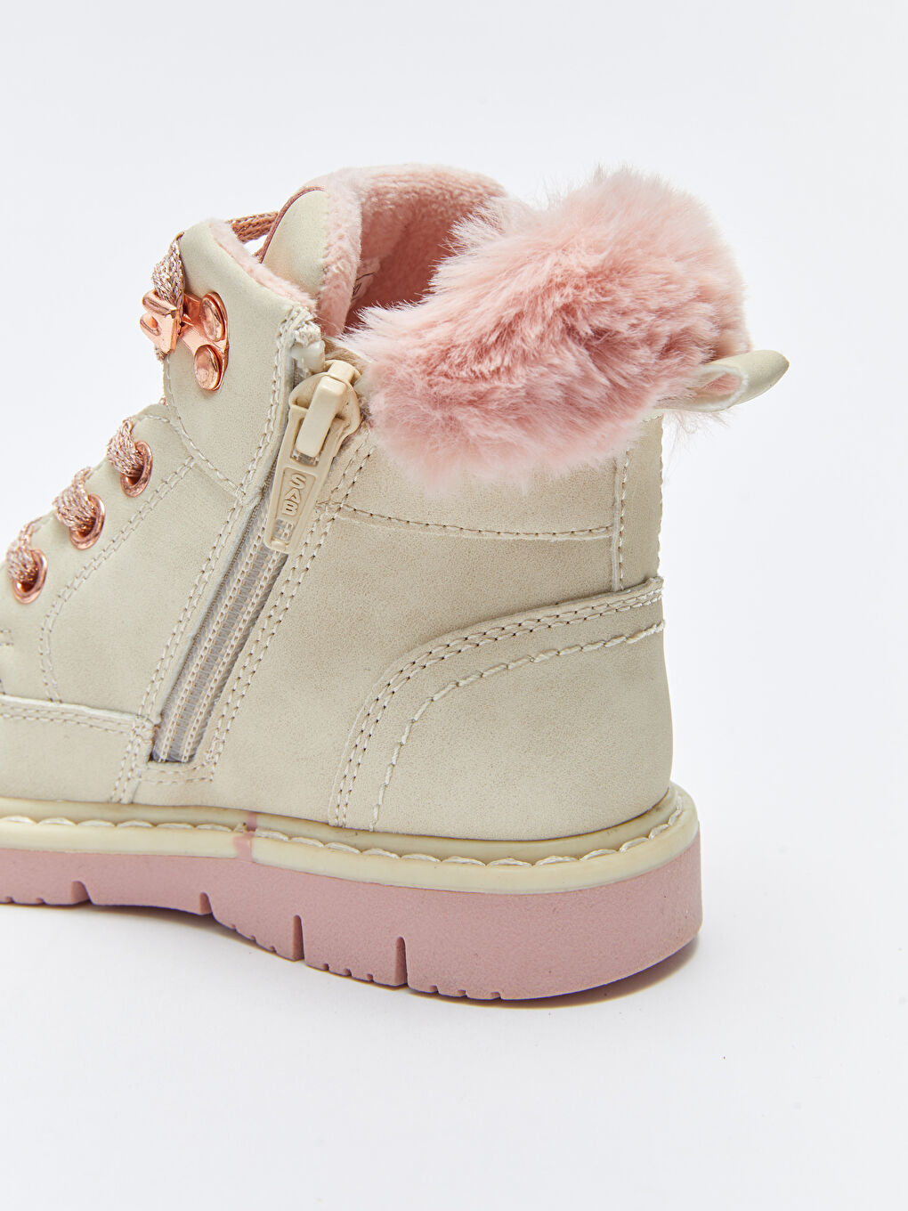LCW STEPS Faux Leather Laces and Zipper Closure Girls' Boot -W22879Z1-SEP
