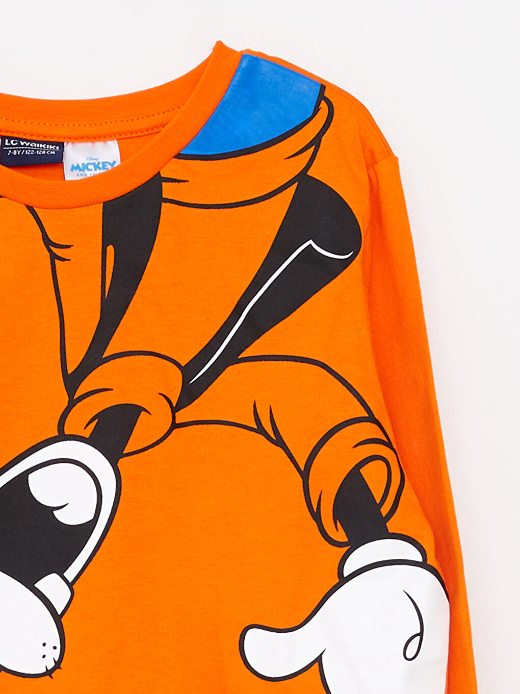 Turuncu Bisiklet Yaka Goofy Baskılı Uzun Kollu Erkek Çocuk Tişört-2