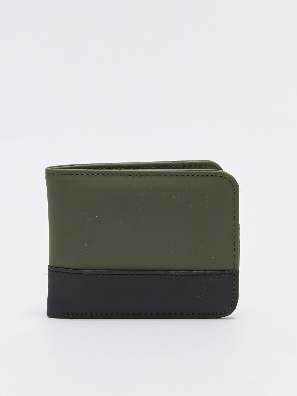 Yeşil Deri Görünümlü Renk Bloklu Erkek Cüzdan