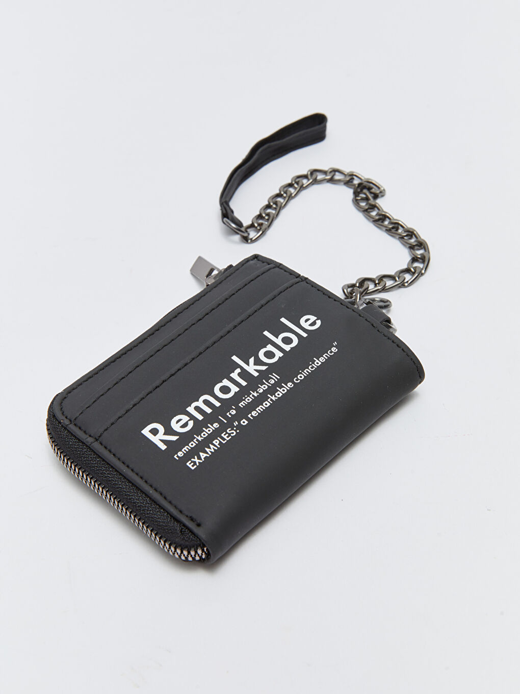 Siyah Deri Görünümlü Yazı Baskılı Erkek Cüzdan