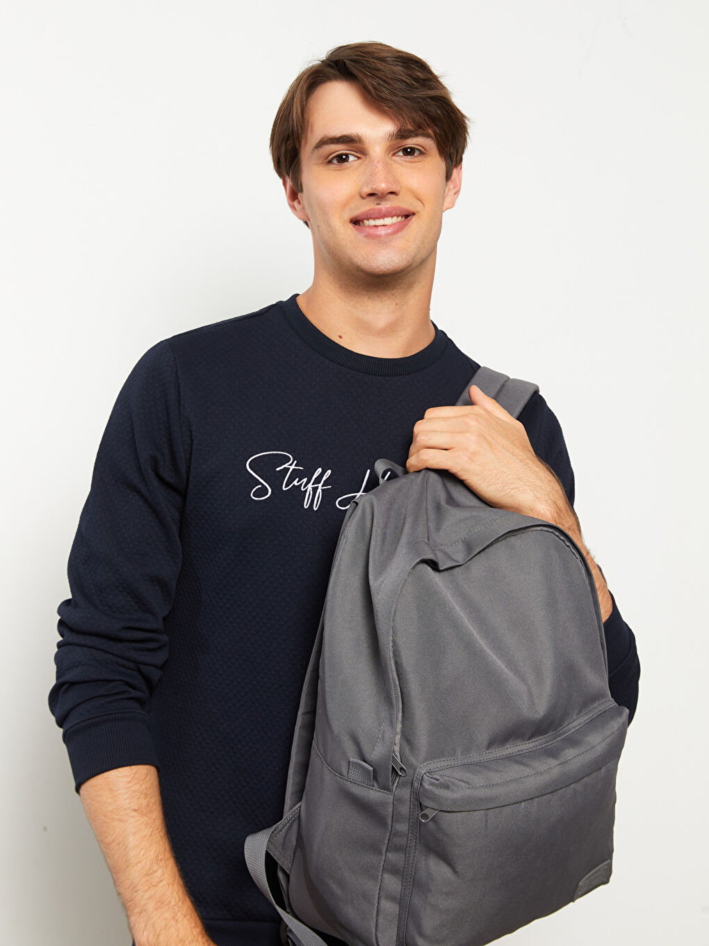 Etiket Baskılı Erkek Sırt Çantası