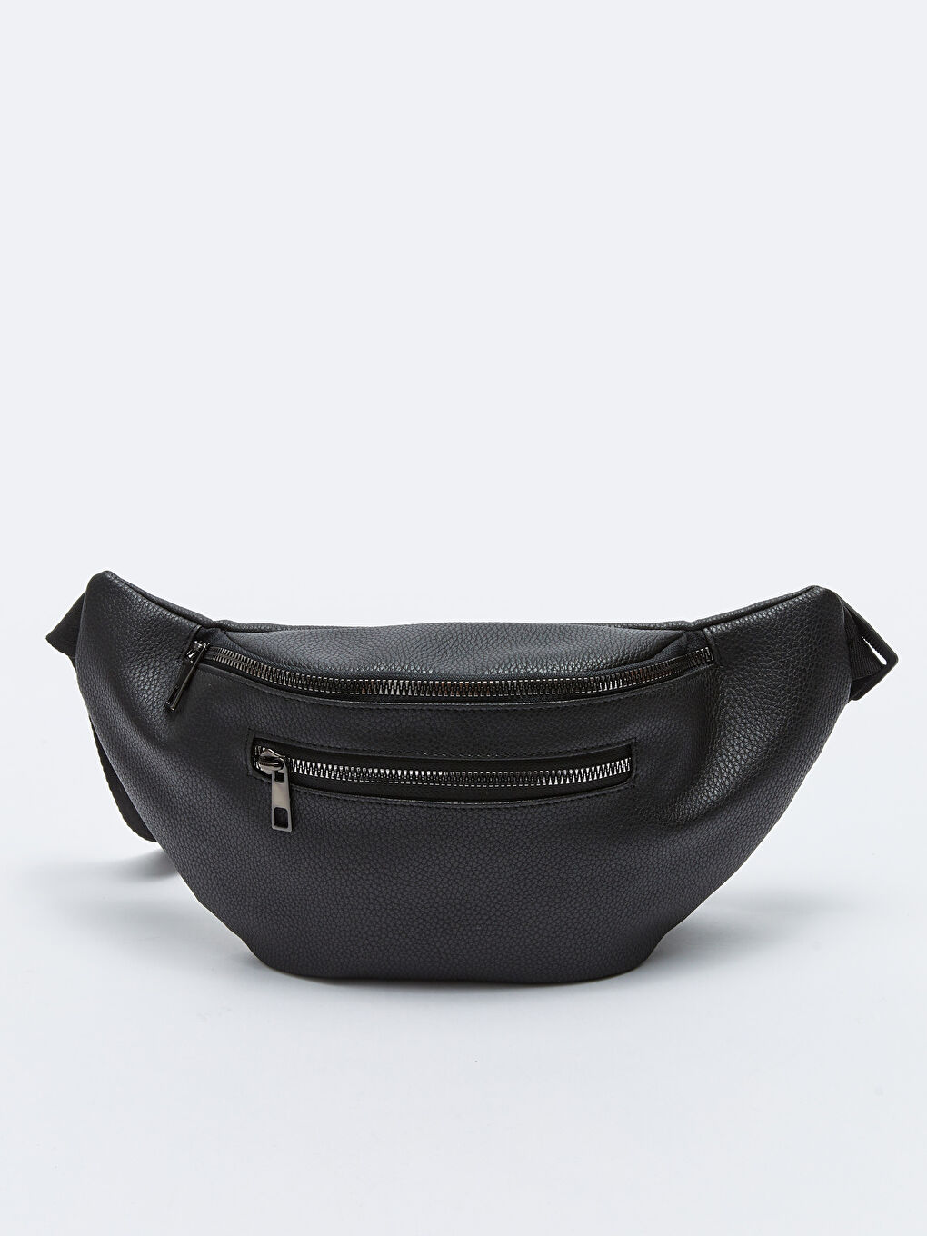 Siyah Deri Görünümlü Erkek Bel Çantası
