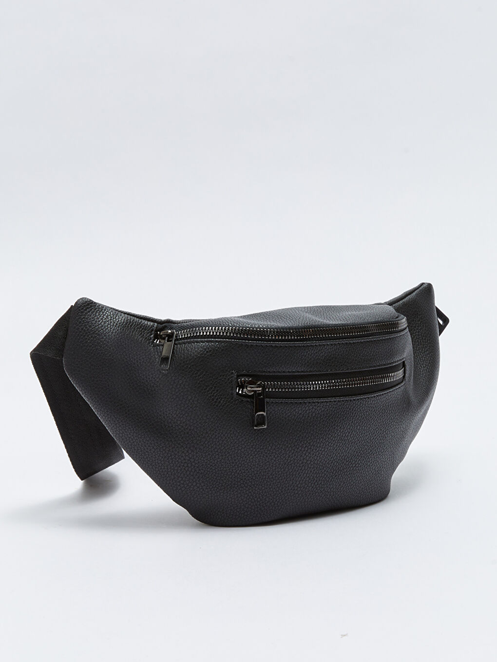 Siyah Deri Görünümlü Erkek Bel Çantası-2