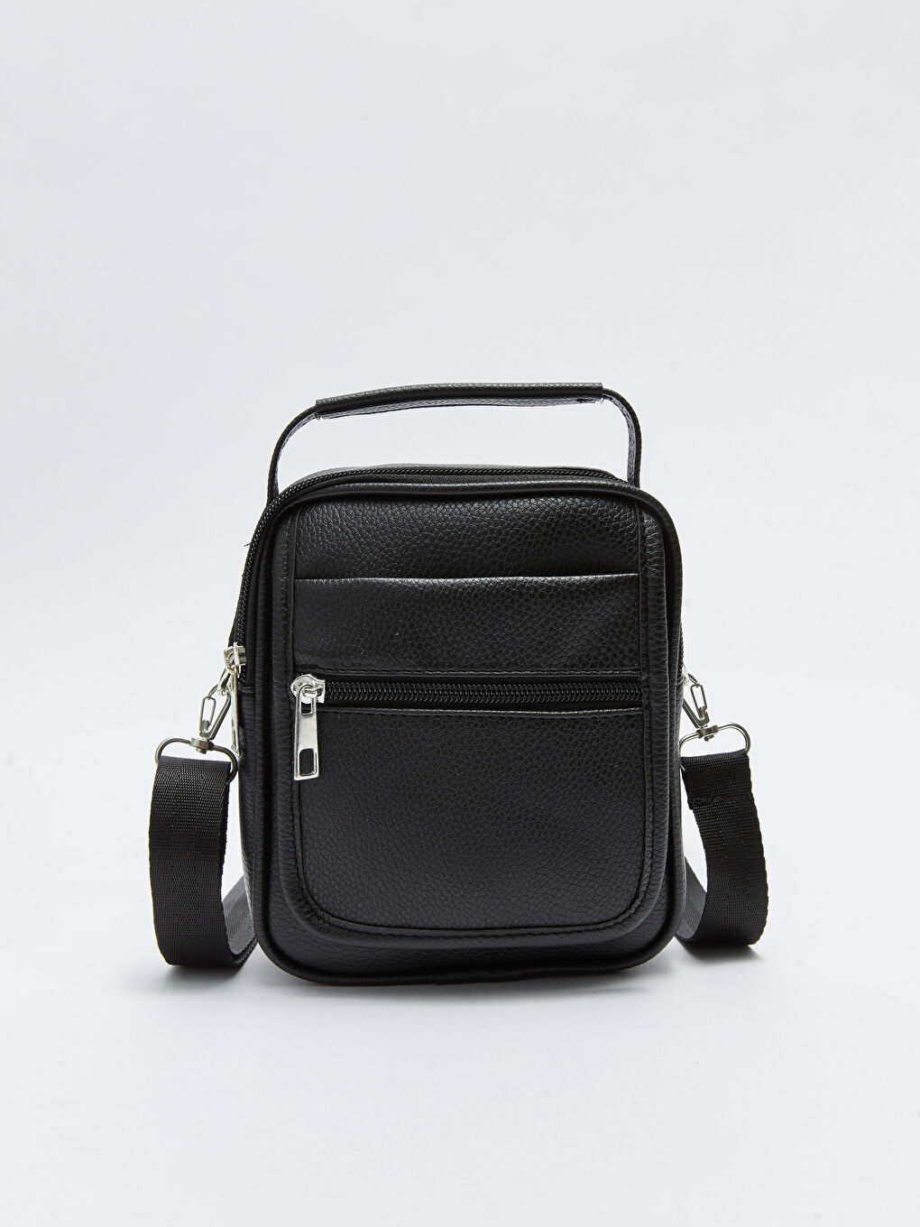 Siyah Deri Görünümlü Erkek Çapraz Çanta-1