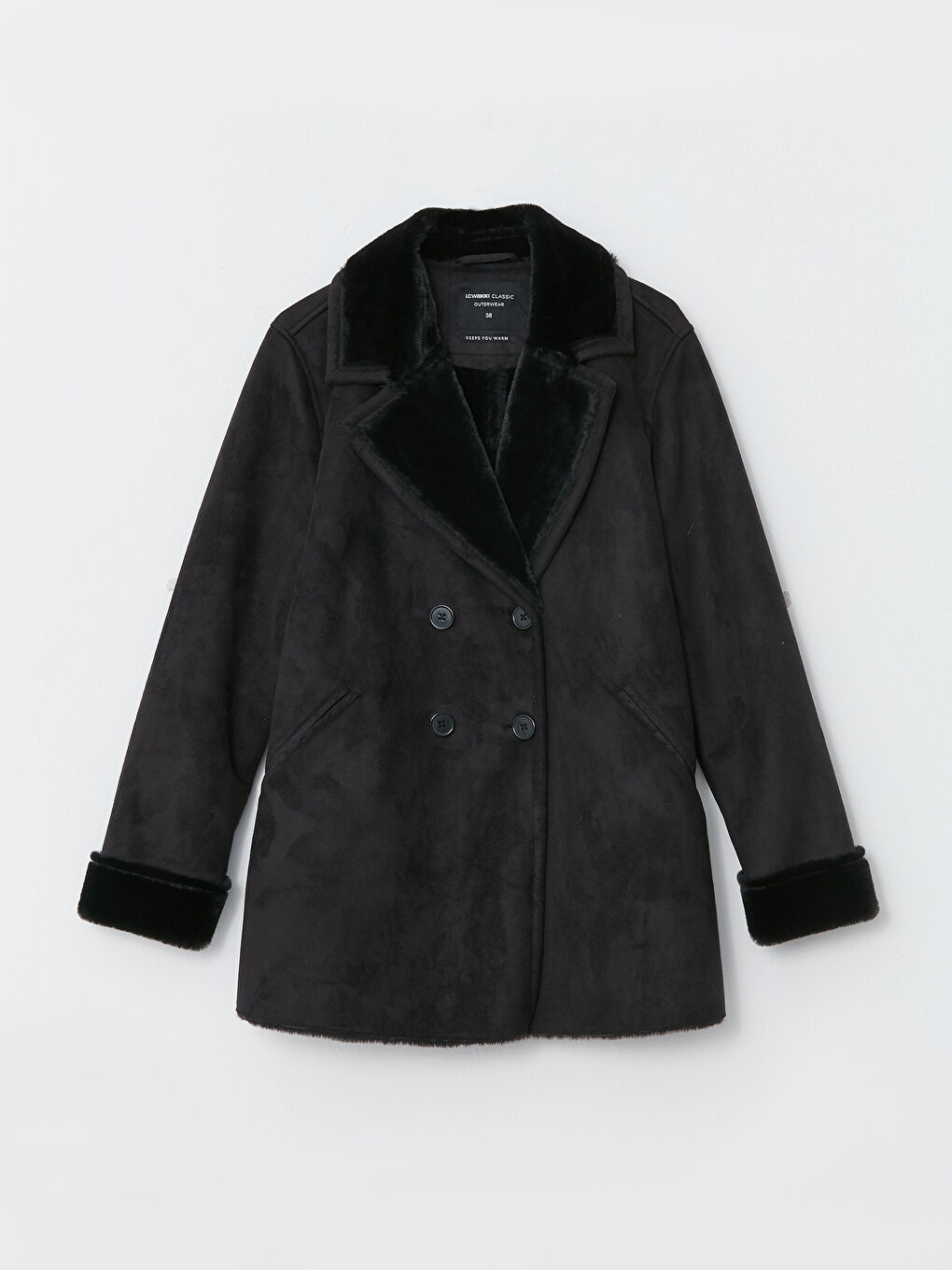 Jacket Neck Women's Faux Leather Coat-5