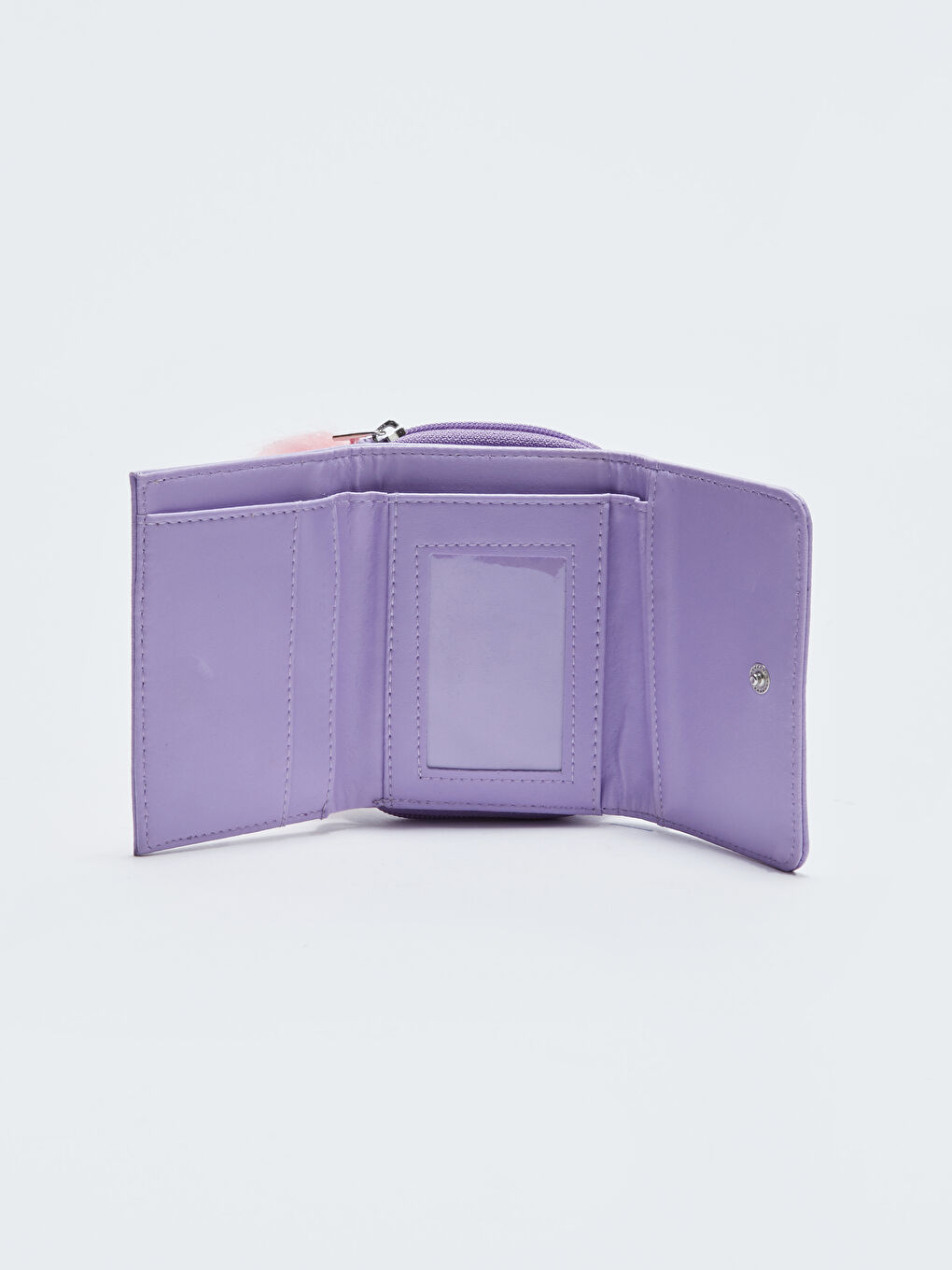 Lila Deri Görünümlü Baskılı Kız Çocuk Cüzdan-2